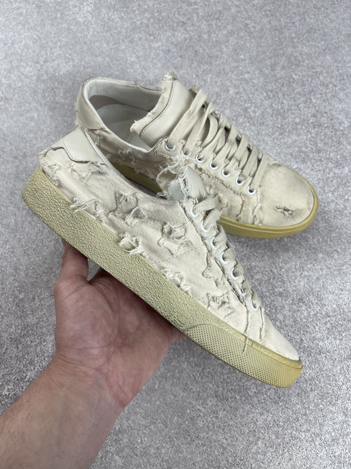 Saint Laurent Paris × Yves Saint Laurent Saint Laurent Paris Distressed Denim Sneakers Size 38 Size US 8 / IT 38 - 17 Thumbnail