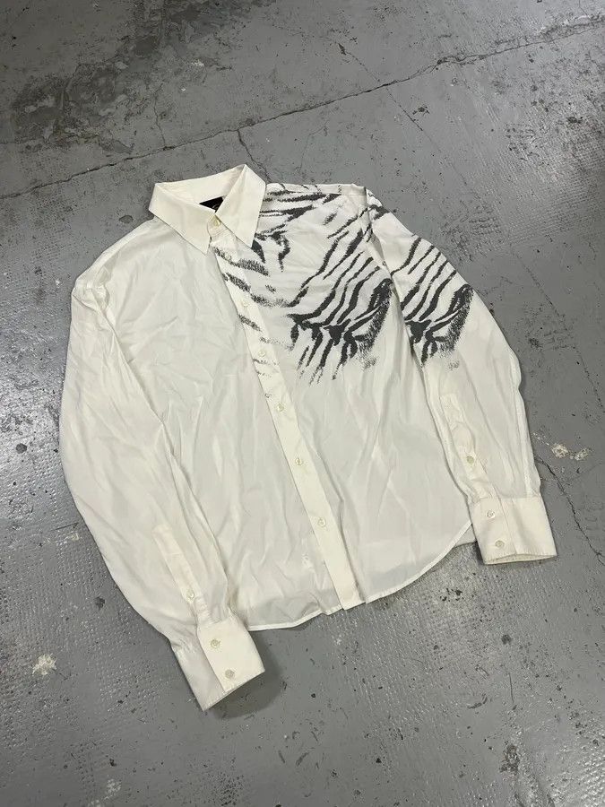 Just Cavalli 2000s Cavalli Zebra Shoulder White Shirt Size US M / EU 48-50 / 2 - 4 Thumbnail
