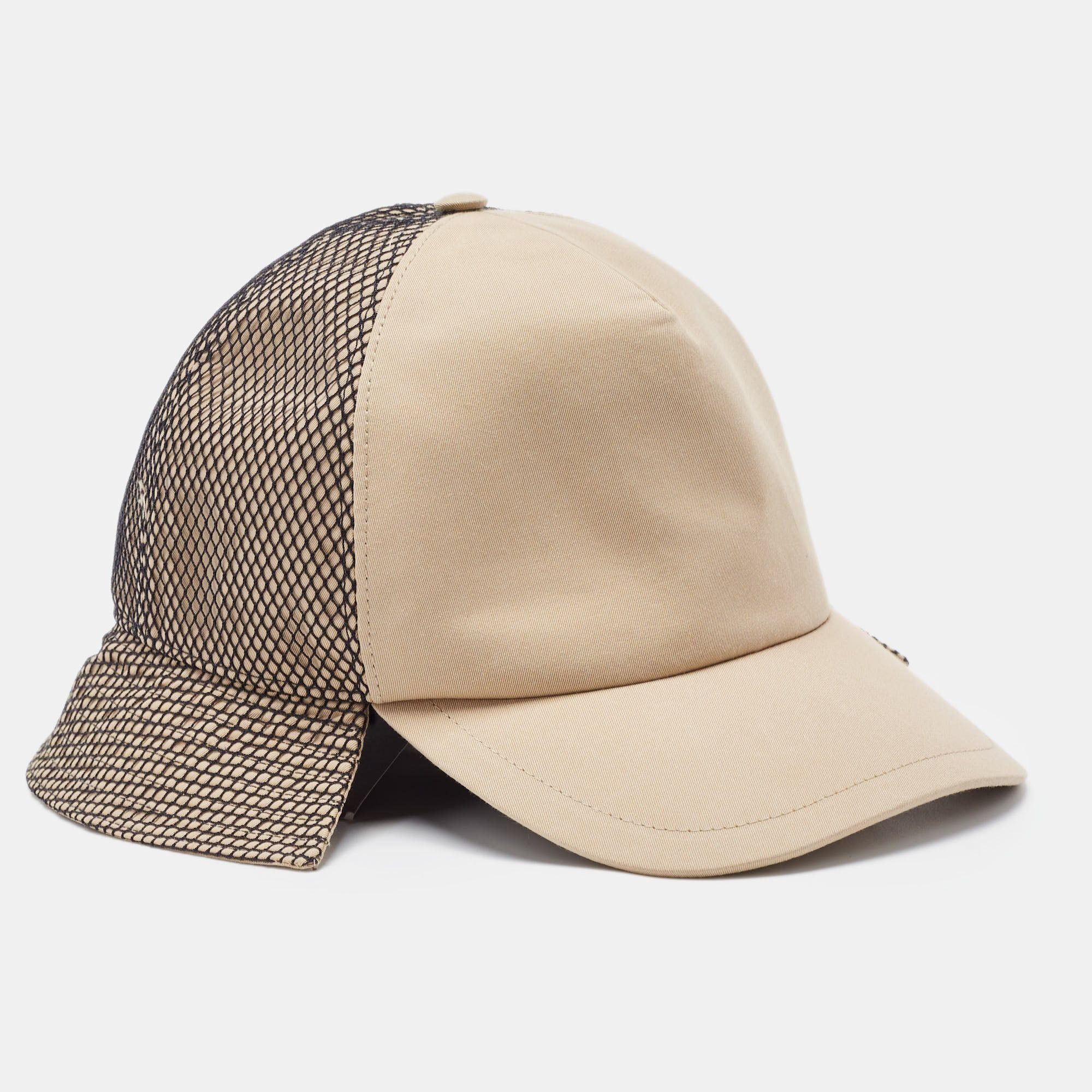 image of Burberry Beige Trucker Reconstructed Cotton Baseball Cap L in White, Women's