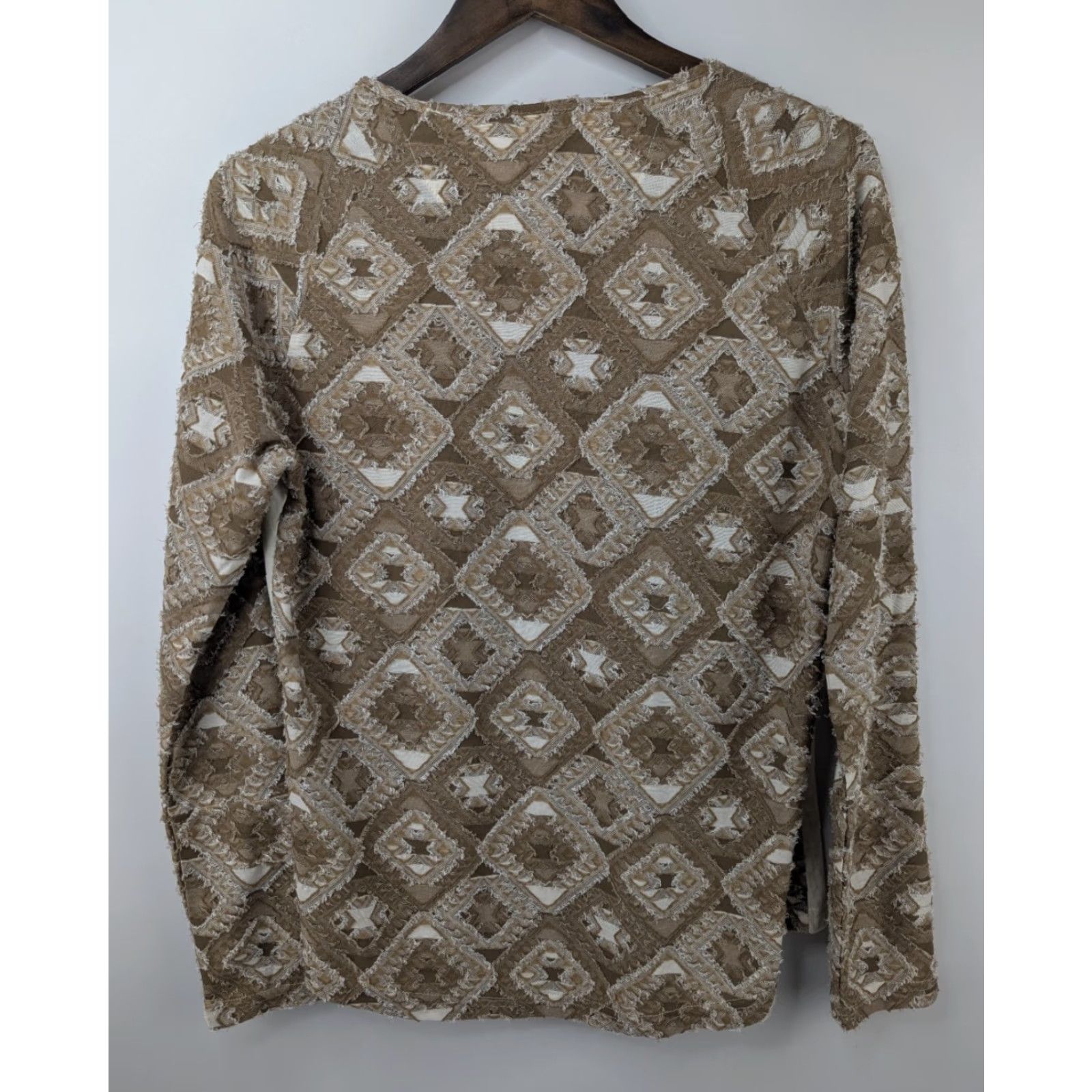 CO Outback Trading Co Liza Tee Long Sleeve Shirt M Brown Geometric Western Casual Tunic Womens Size M / US 6-8 / IT 42-44 - 4 Thumbnail