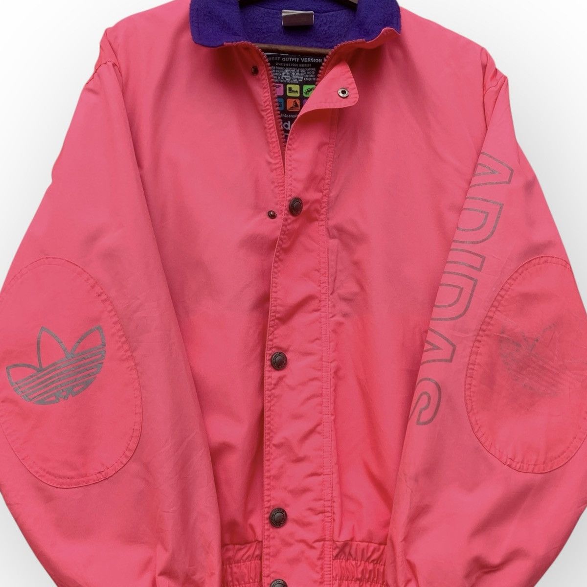 Vintage Vintage 90s Adidas Windbreaker Jacket Lining Fleece Size US L / EU 52-54 / 3 - 5 Thumbnail