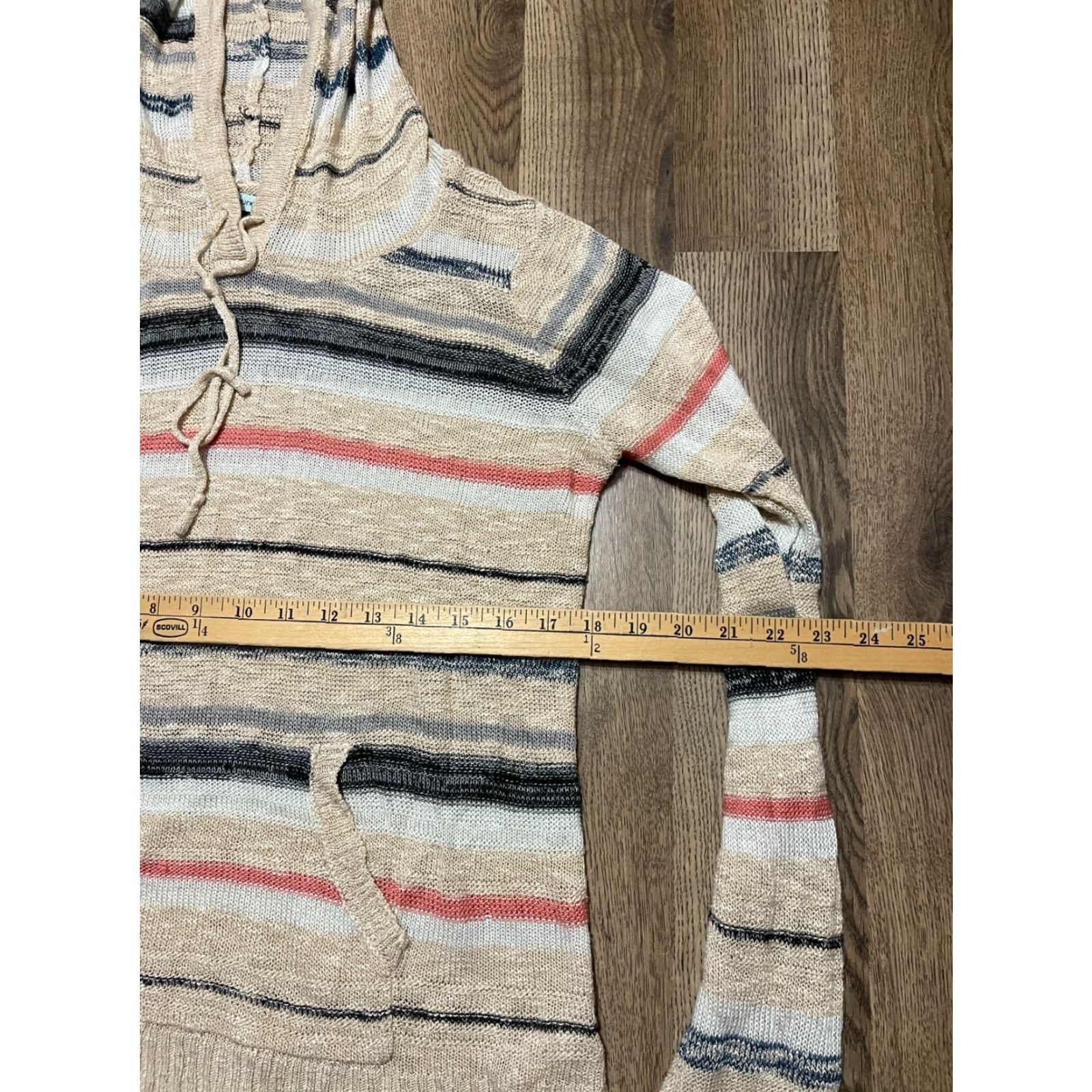 Vintage Maurices Hoodie Womens Medium White Black Striped Pullover Drawstring Casual Regular Modern Size M / US 6-8 / IT 42-44 - 5 Thumbnail