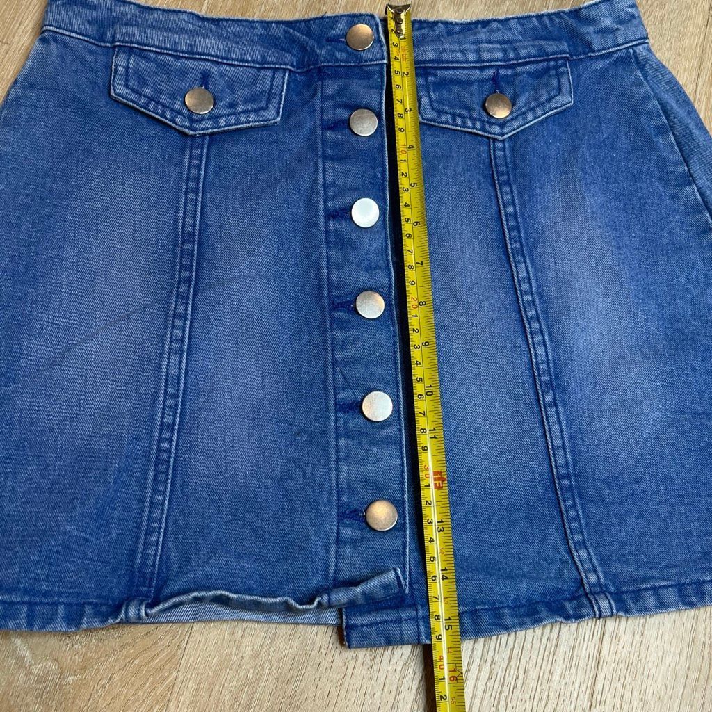 Other Atmosphere, Blue Wash w/ Fading Snap Away Denim Skirt 100% C Size 30" / US 8 / IT 44 - 4 Thumbnail