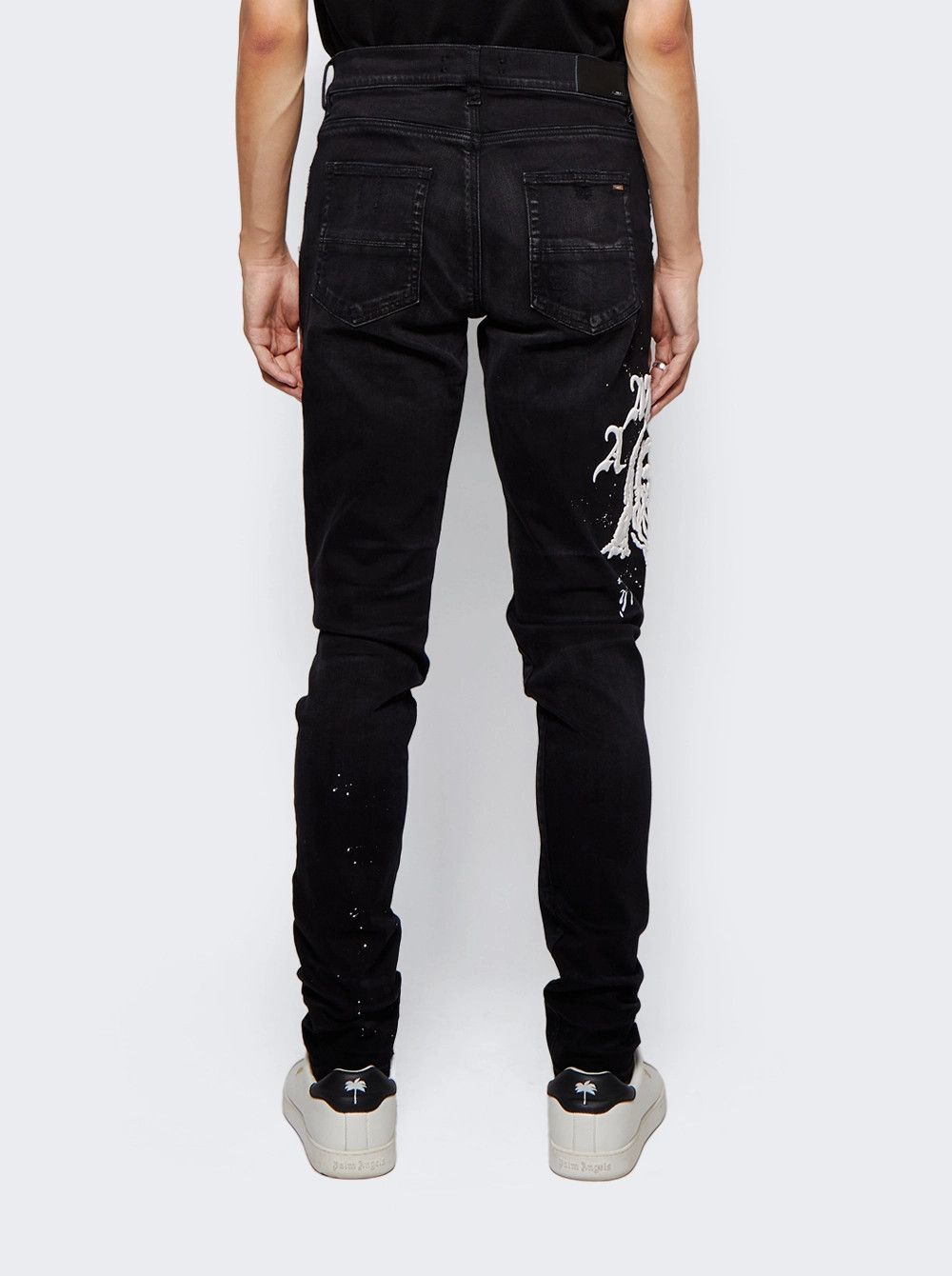 Amiri o1mle0925 Wes Lang Reaper Logo Jeans in Aged Black Size US 31 - 5 Thumbnail