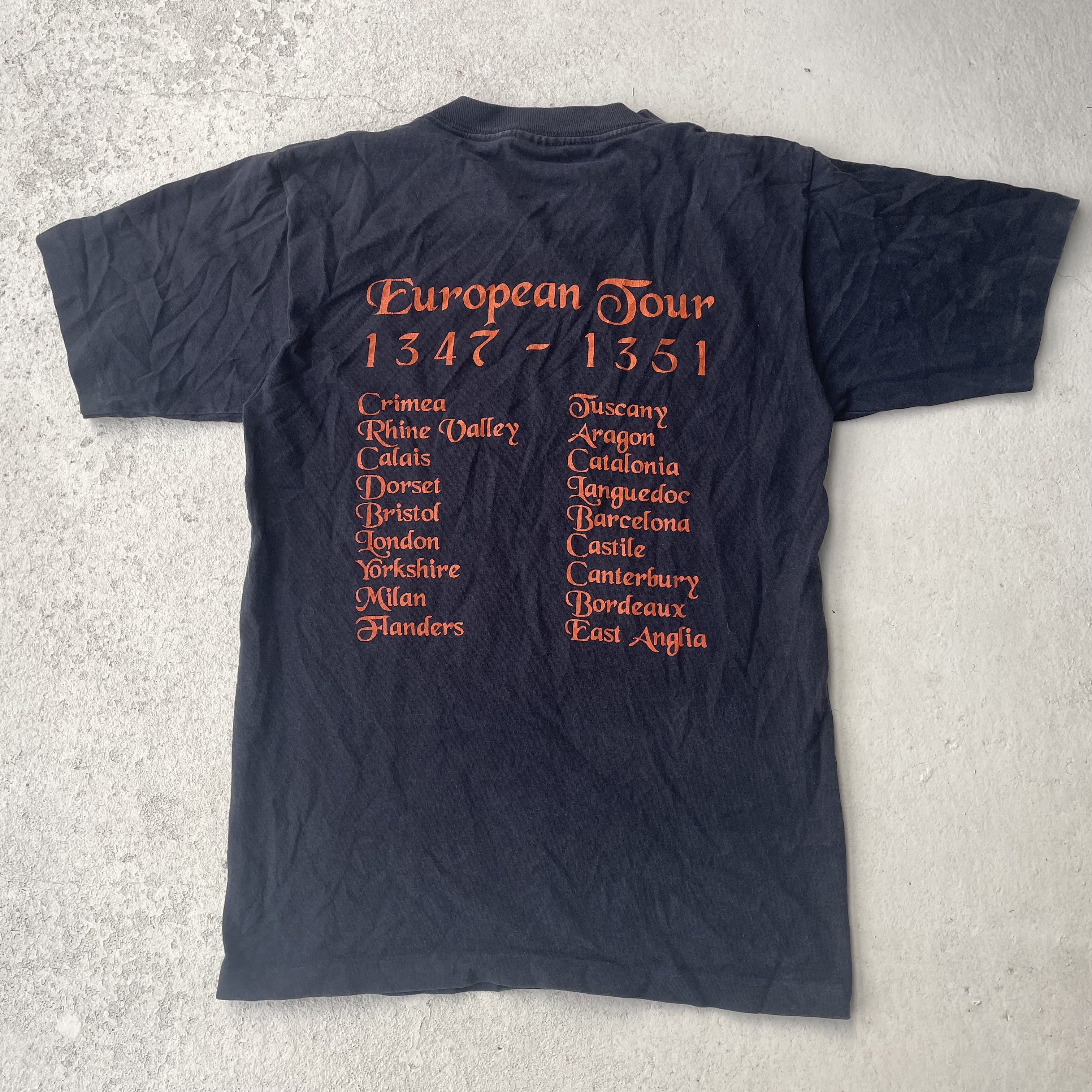 Vintage 90s Black Death European Tour 1347-1351 Tee Size US S / EU 44-46 / 1 - 2 Thumbnail