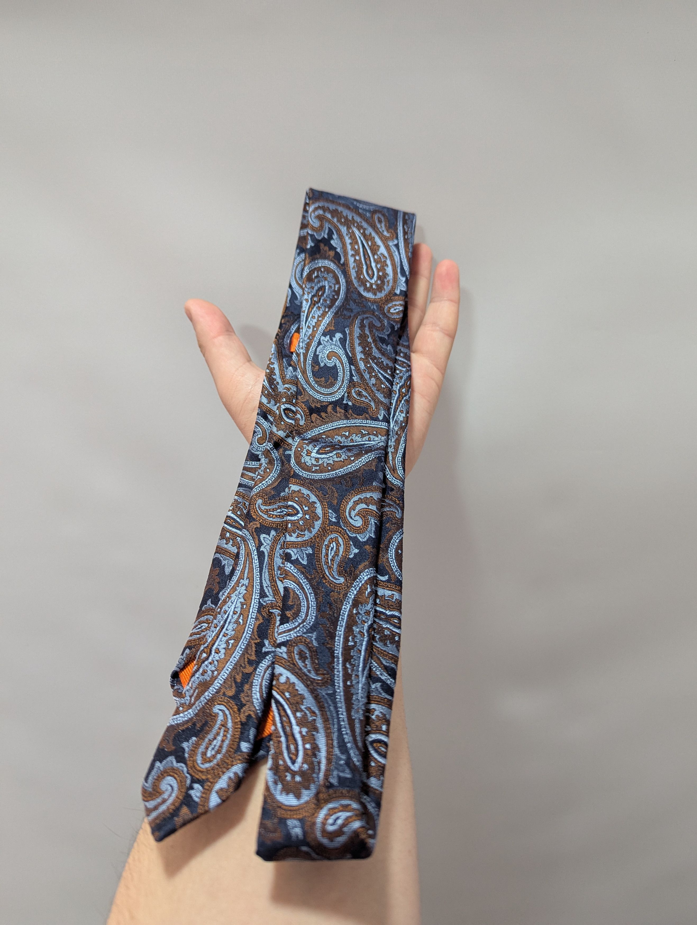 Eton Eton Luxury 100% Woven Silk Tie Brown-blue Paisley Size ONE SIZE - 2 Thumbnail