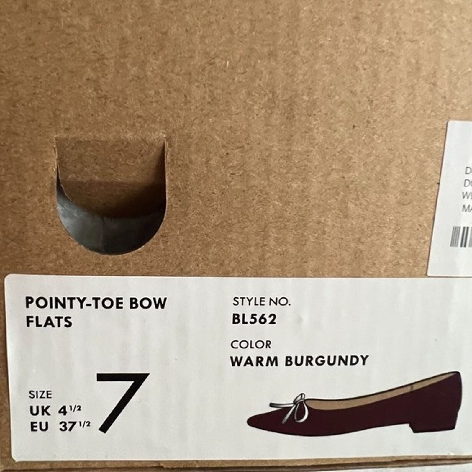 J.Crew J.CREW Warm Burgandy Pointy-toe Bow Flats w/ Box, US7 Size US 7 / IT 37 - 10 Thumbnail