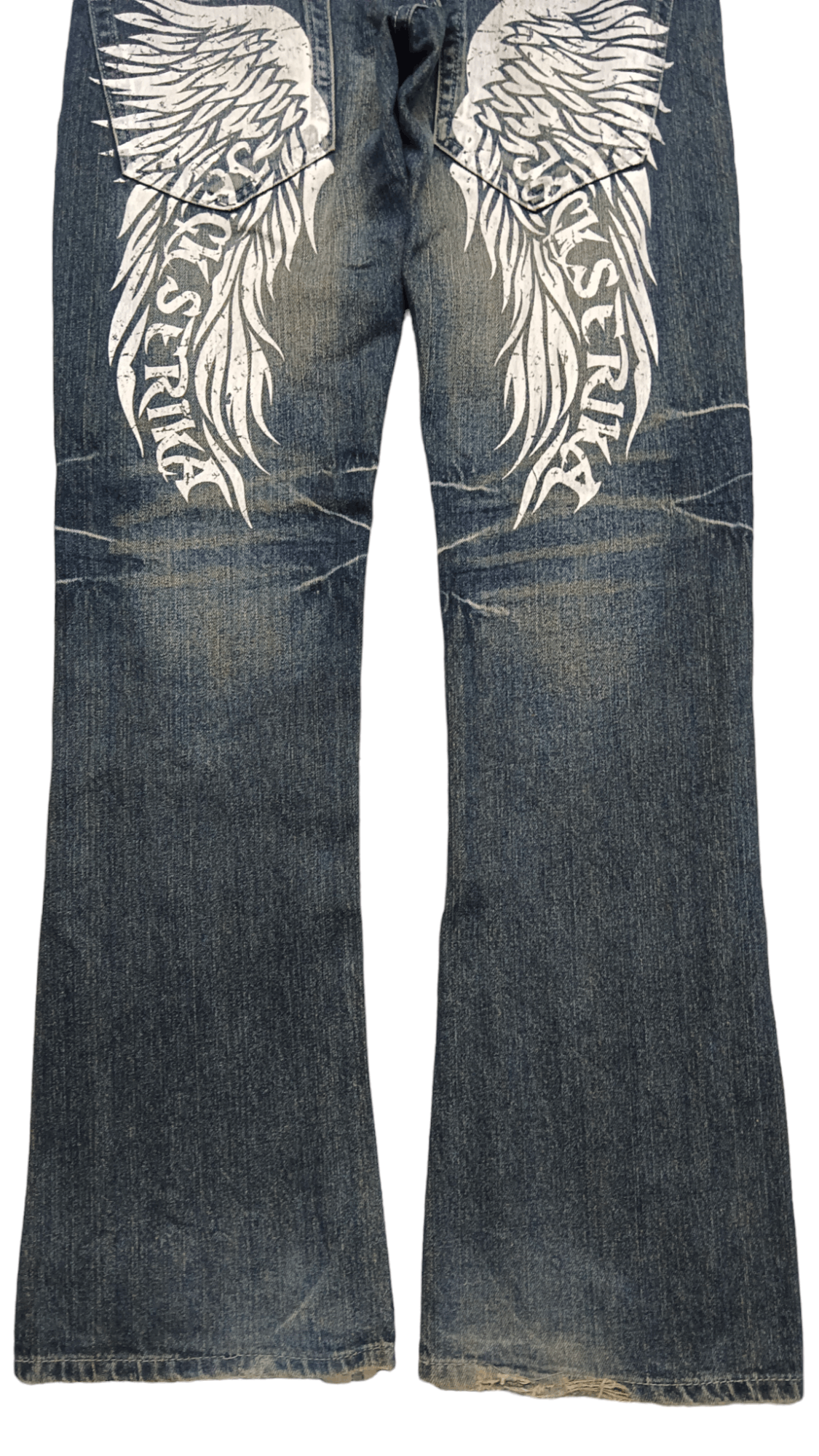 JACKROSE FYE🔥FLARE DOUBLE WAIST💥 JACK SERIKA Punk Angel Wings Denim Size US 32 / EU 48 - 5 Thumbnail