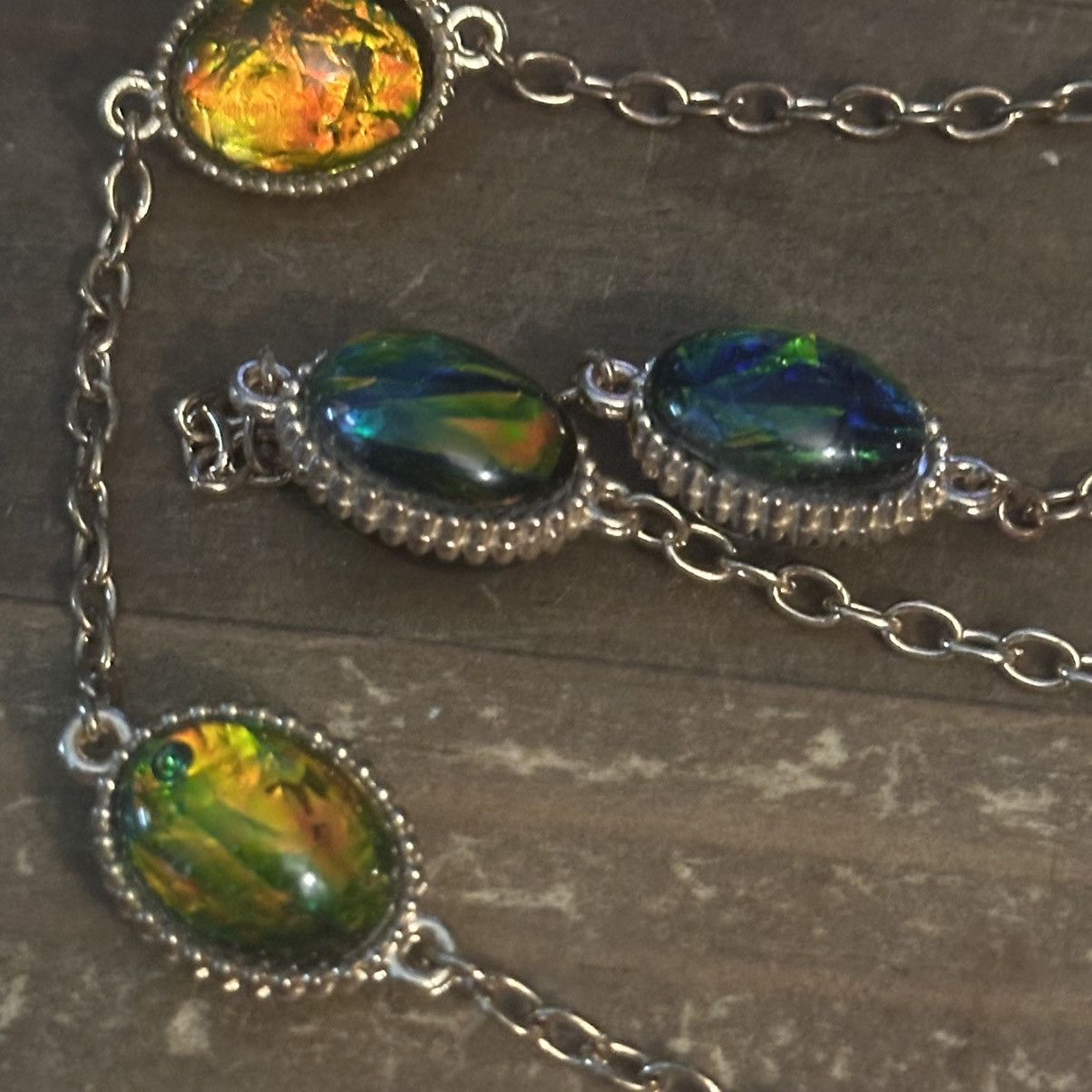 Other Gold tone stationed fire opal chain necklace Size ONE SIZE - 4 Thumbnail