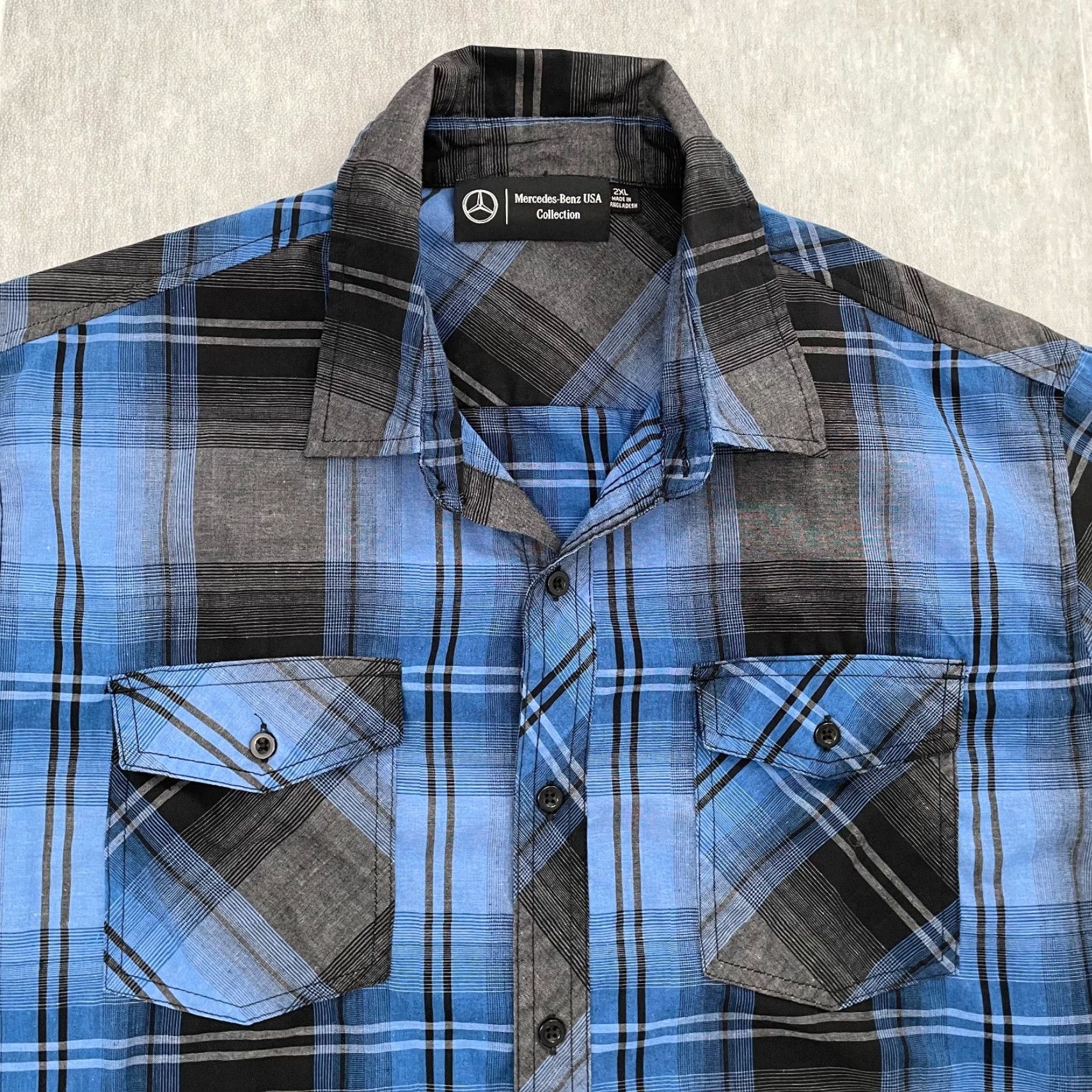 Mercedes-Benz Mercedes-Benz USA Collection Shirt Adult 2XL Blue Plaid Button-Up Short Sleeve Shirt Size US XXL / EU 58 / 5 - 3 Thumbnail