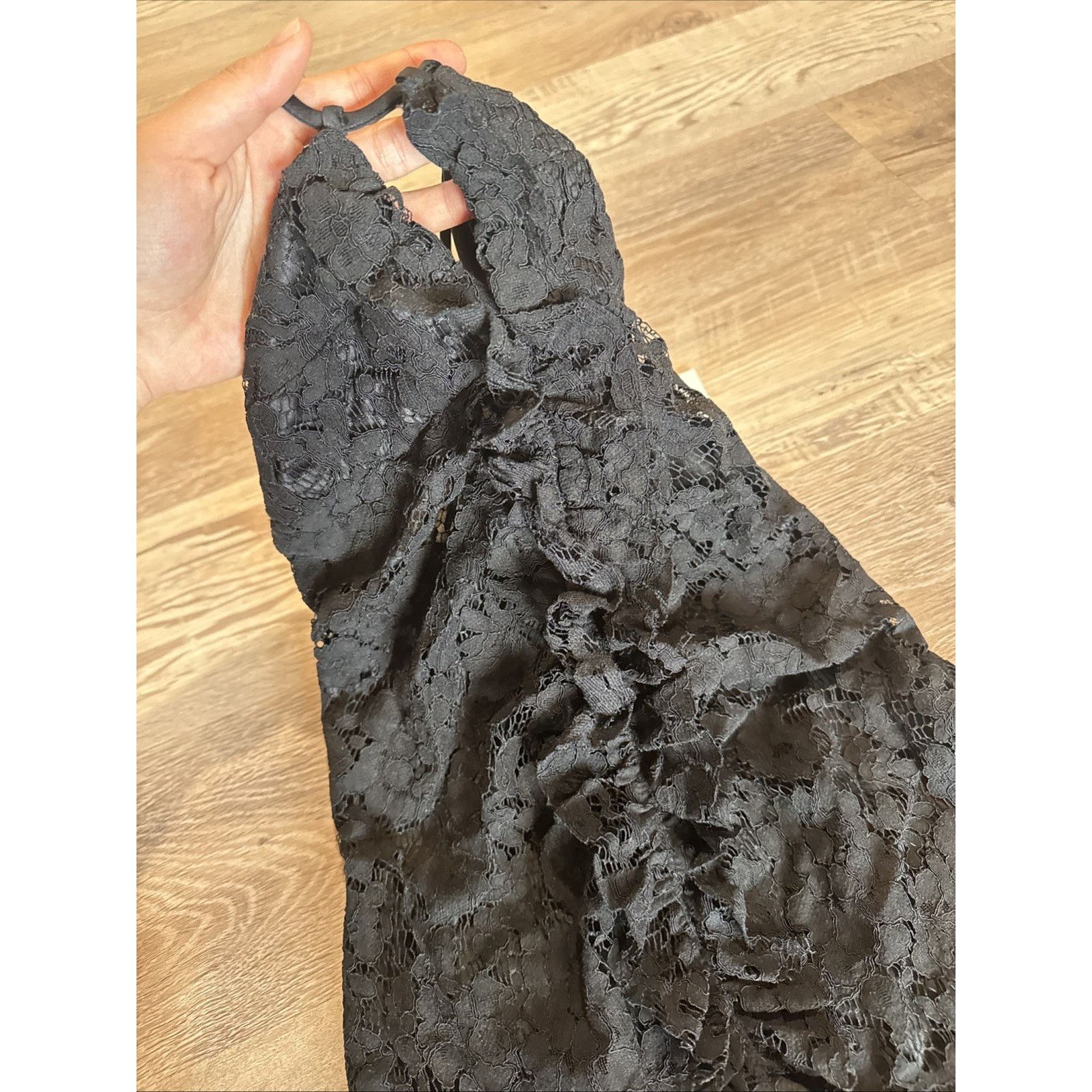 Zara Zara Womens Lace Mini Dress Draped XS Black Ruffled Floral Size XS / US 0-2 / IT 36-38 - 7 Thumbnail