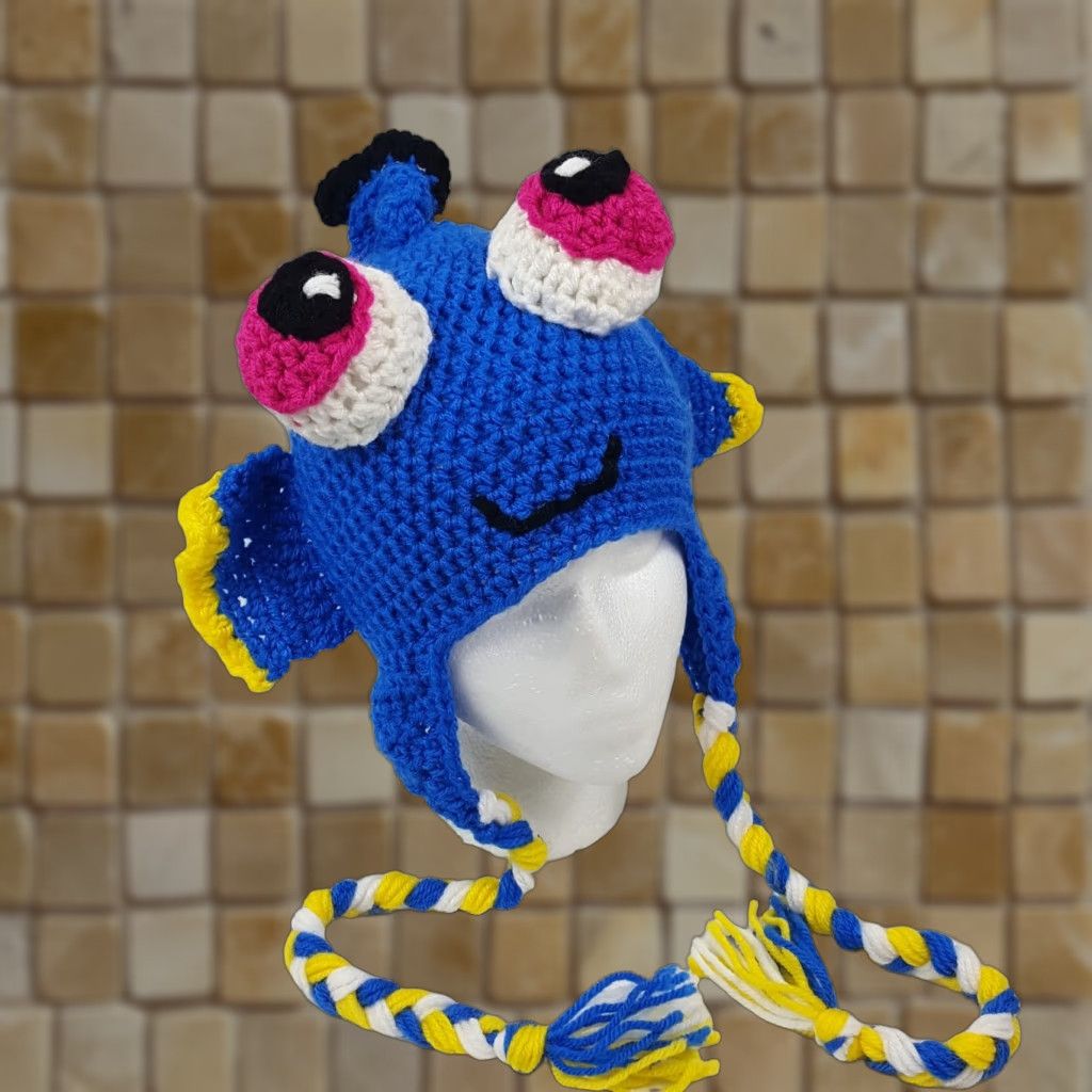 Disney VINTAGE Disney Finding Nemo Dory Knit Beanie - Unisex Adults One Size Winter Hat Cap - Blue - 90s Retro Movie Sports Winter Knit Cap Size ONE SIZE - 1 Thumbnail