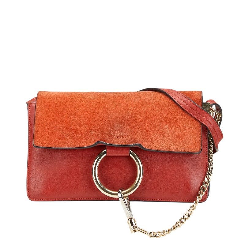 Chloe Chloe Faye Small Suede Leather Shoulder Bag Suede Crossbody Bag in Red, Women's