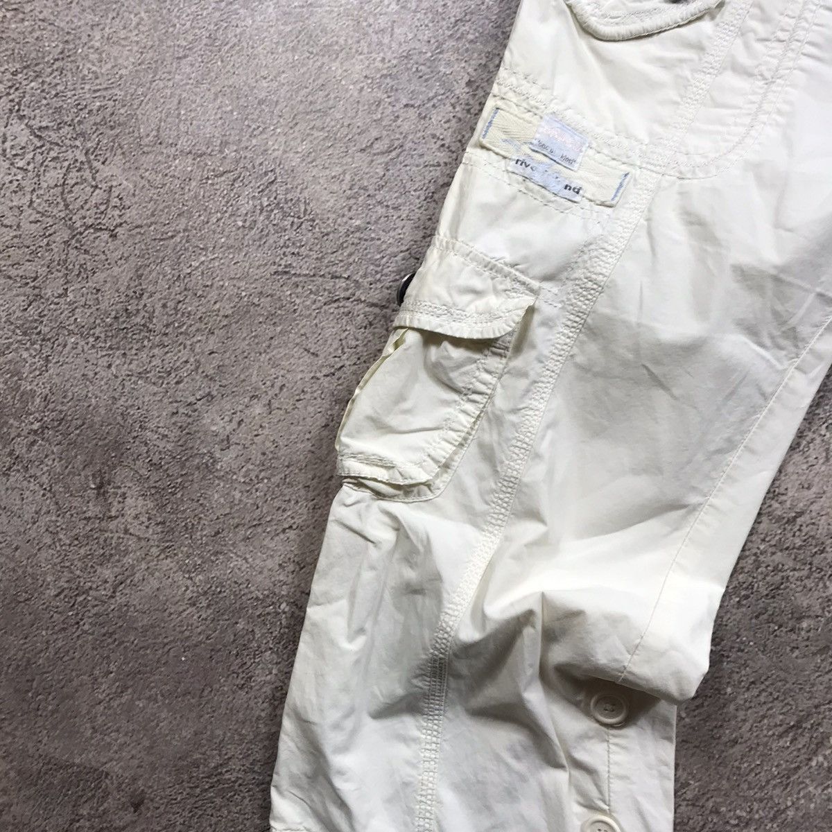Vintage Vintage Y2K Baggy Cargo Pants Distressed Streetwear Cream 28 Size 28" / US 6 / IT 42 - 3 Thumbnail