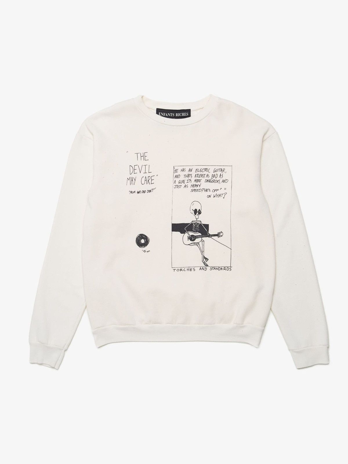 image of Enfants Riches Deprimes Devil May Care Sweatshirt in White, Men's (Size Medium)