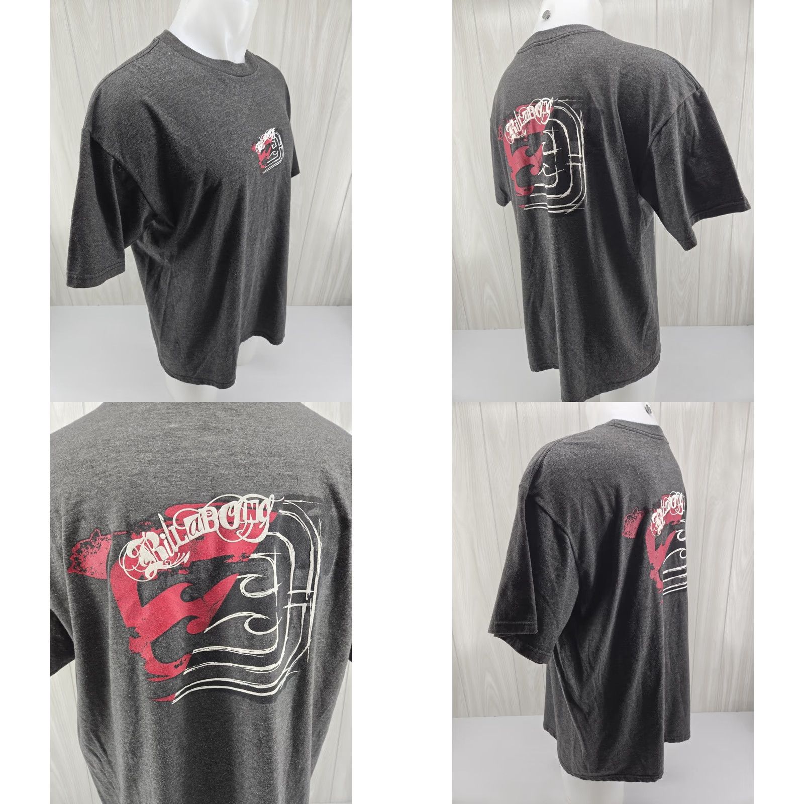 Billabong Billabong Men's XL T Shirt Graphic Logo Double Sided Gray Heather Shirt Mens XL Gray Heather Logo Double Sided Billabong T-Shirt Size US XL / EU 56 / 4 - 8 Thumbnail