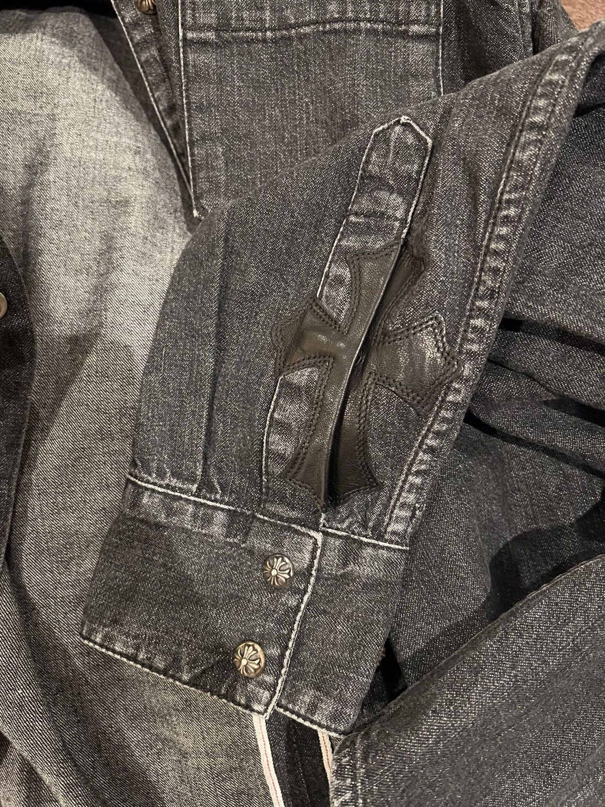 Chrome Hearts Chrome Hearts denim shirt black leather cross Size US S / EU 44-46 / 1 - 3 Thumbnail