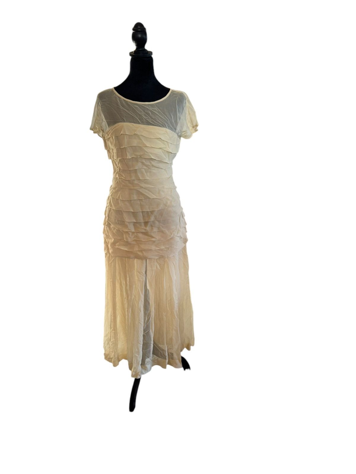 Vintage VTG Dreamy Sheer Ruffled layered SILK Maxi Formal Dress Size M / US 6-8 / IT 42-44 - 1 Thumbnail