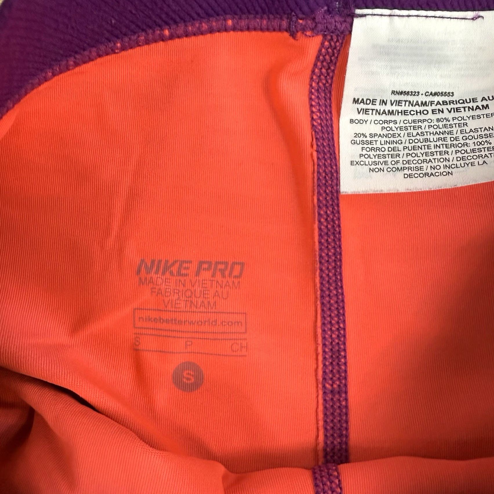 Nike VINTAGE Nike Pro Women S Leggings Cropped Dri Fit Stretch Purple Orange Marble Size 28" / US 6 / IT 42 - 2 Thumbnail