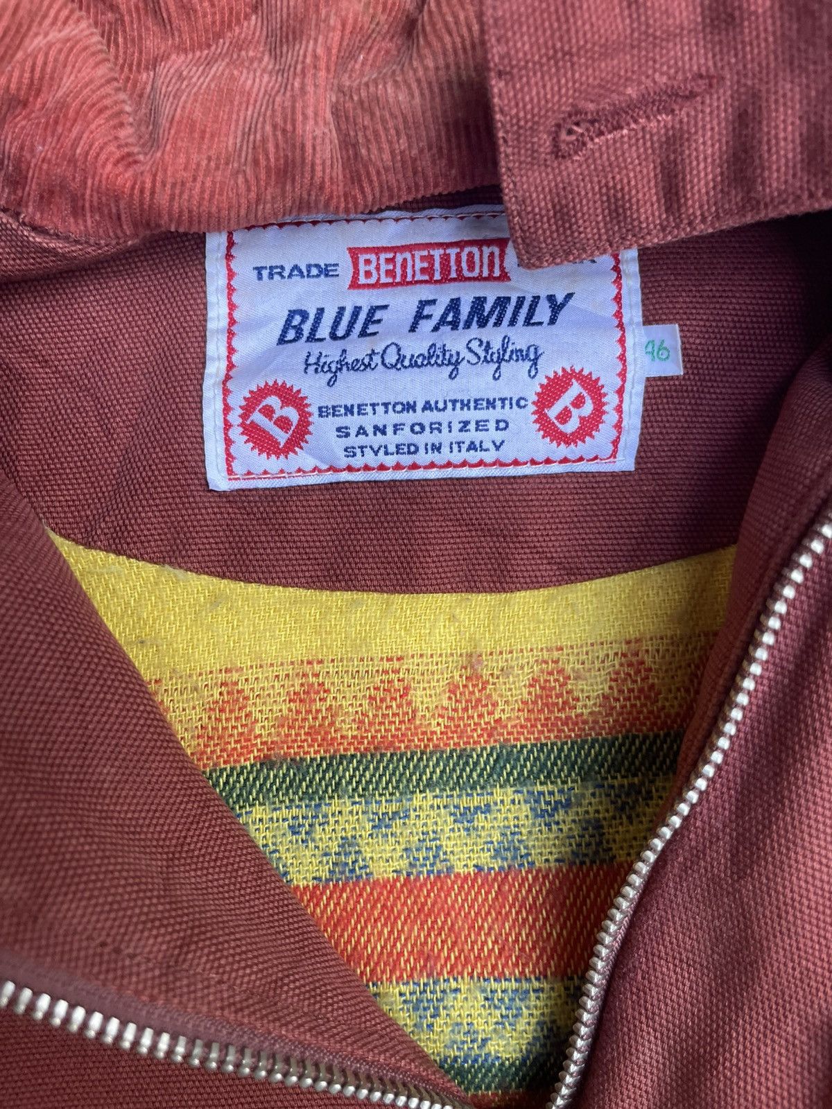Benetton Benetton Sanforized Red Hooded Jacket – Colorful Knit Lining Size US L / EU 52-54 / 3 - 3 Thumbnail