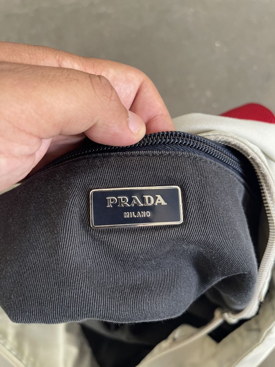Prada Prada White Tessuto Tote Bag Red Nylon Cloth Size ONE SIZE - 12 Thumbnail