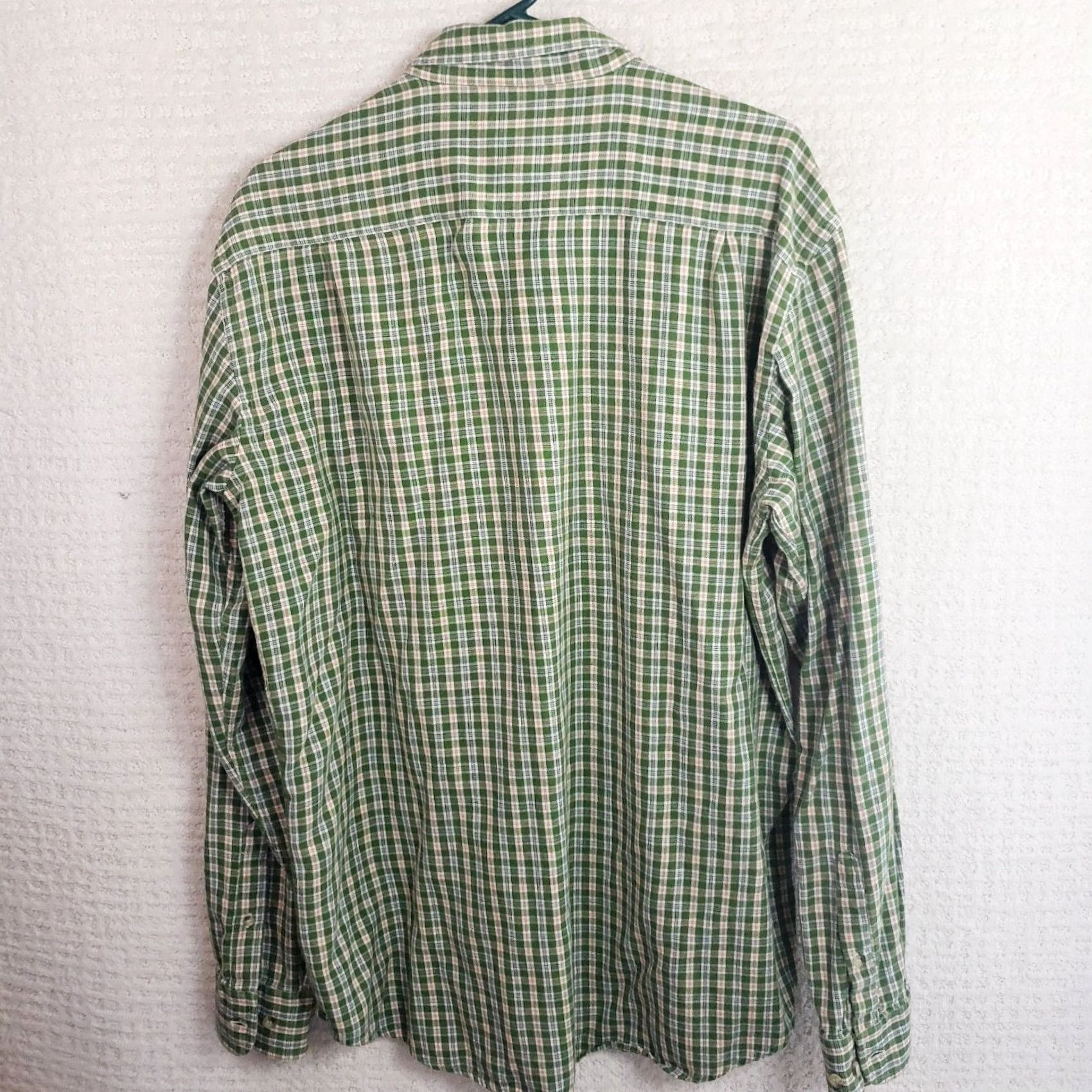 Vintage Beretta Green Plaid Cotton Flannel Button Up Dress Shirt Men's XL Size 42R - 6 Thumbnail