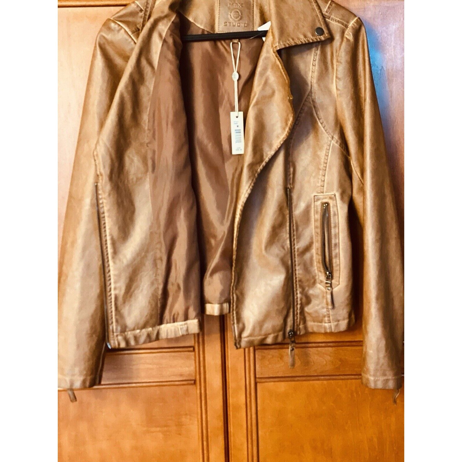 Other Max Studio Cognac Brn Faux Leather Moto Jkt Asymmetrical med Size M / US 6-8 / IT 42-44 - 5 Thumbnail