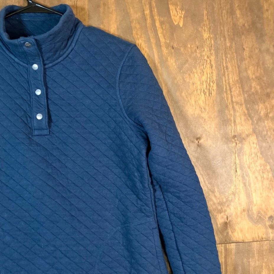 Duluth Trading Company Duluth Trading Co. Womens Sweatshirt Blue Quilted 1/4 Button Pullover XS Size XS / US 0-2 / IT 36-38 - 5 Thumbnail