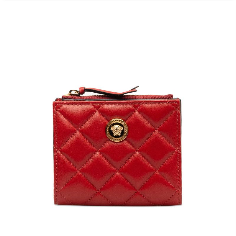 Versace Versace Versace Medusa Leather Bifold Wallet Red Gold Leather Short Wallet in Great Condition Size ONE SIZE - 1 Thumbnail