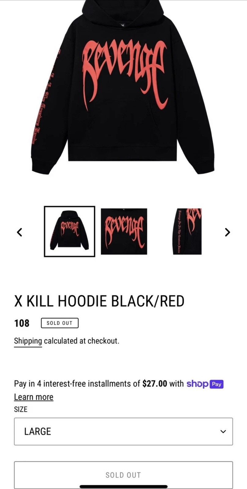 Revenge Revenge Kill Hoodie Size Large Black Red XXXTentacion Size US L / EU 52-54 / 3 - 4 Thumbnail