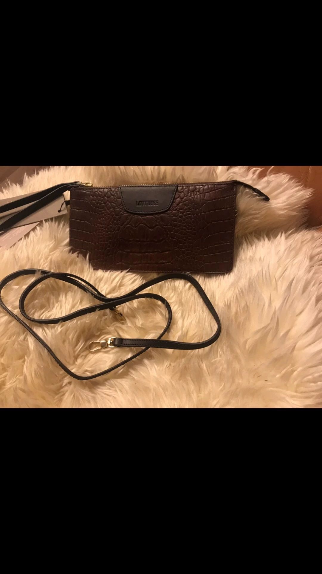 Other brown croc embossed leather double compartment crossbody Size ONE SIZE - 1 Thumbnail