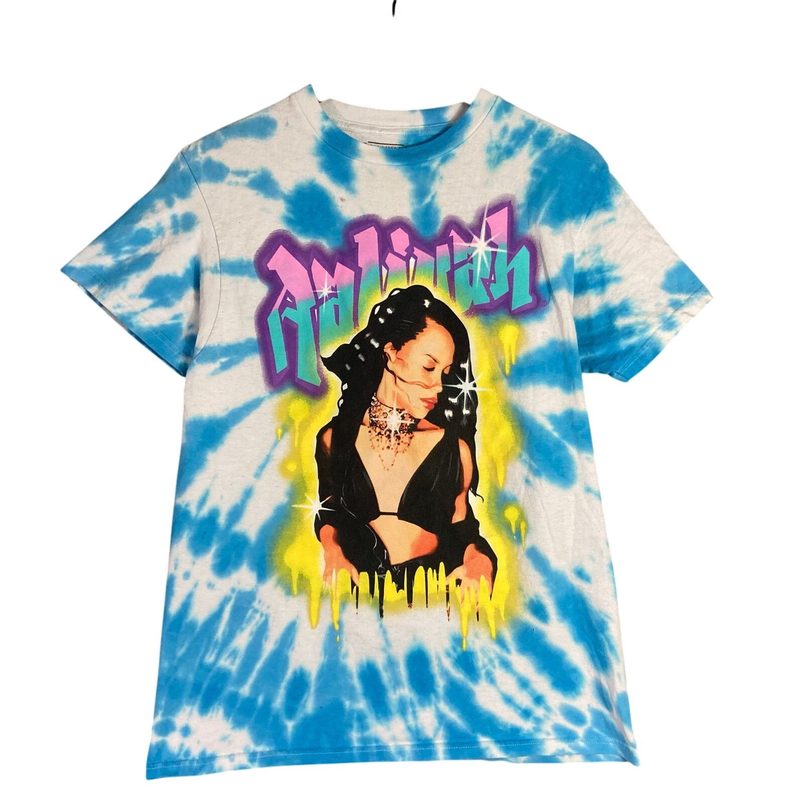 Other Aaliyah Women's Tie Dye Graphic Tee Blue Medium Music Size M / US 6-8 / IT 42-44 - 1 Thumbnail