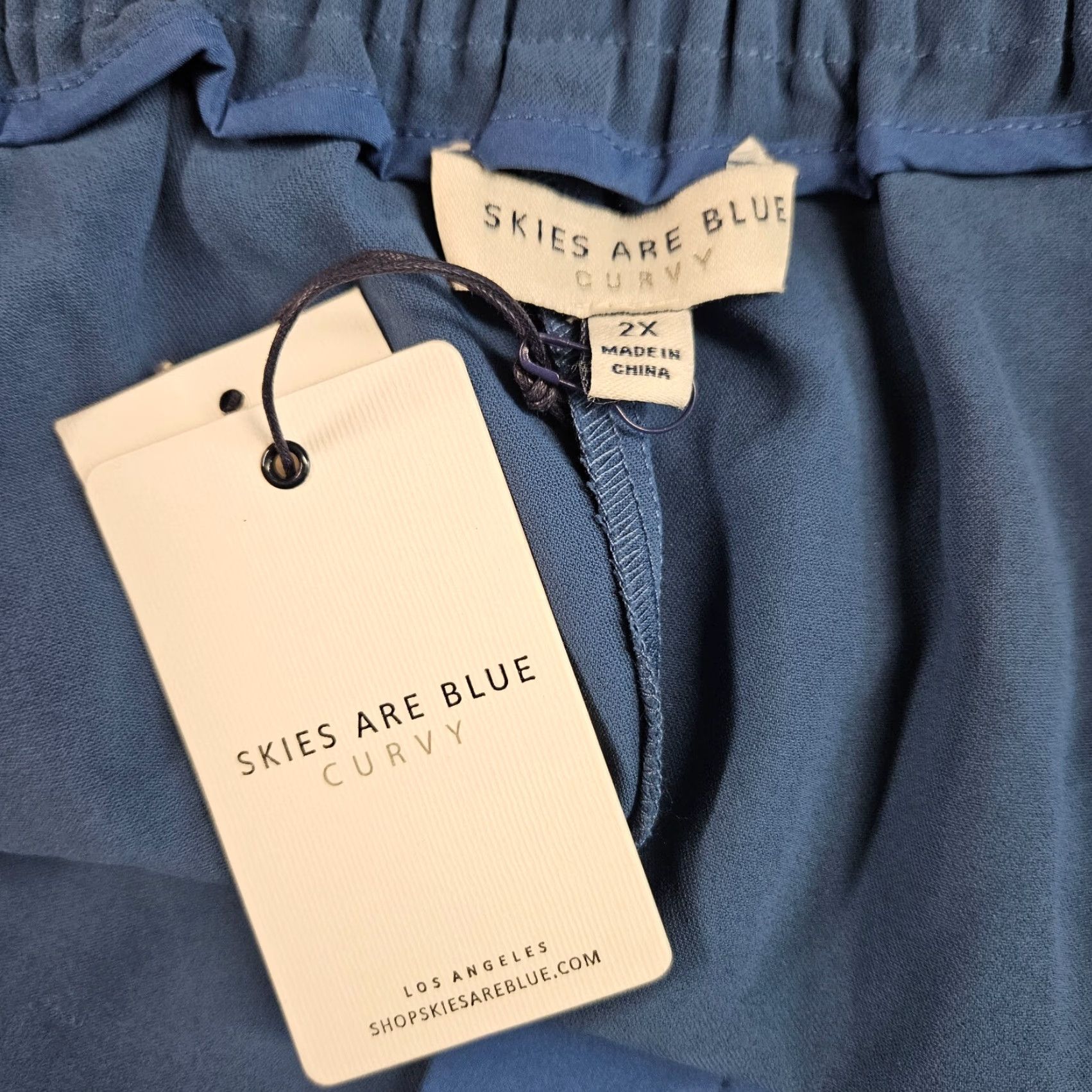 Vintage VINTAGE Skies Are Blue Pants 2X Solid Blue Pull On High Rise Womens Plus Fashion Ankle Size 40" / US 18 - 7 Thumbnail