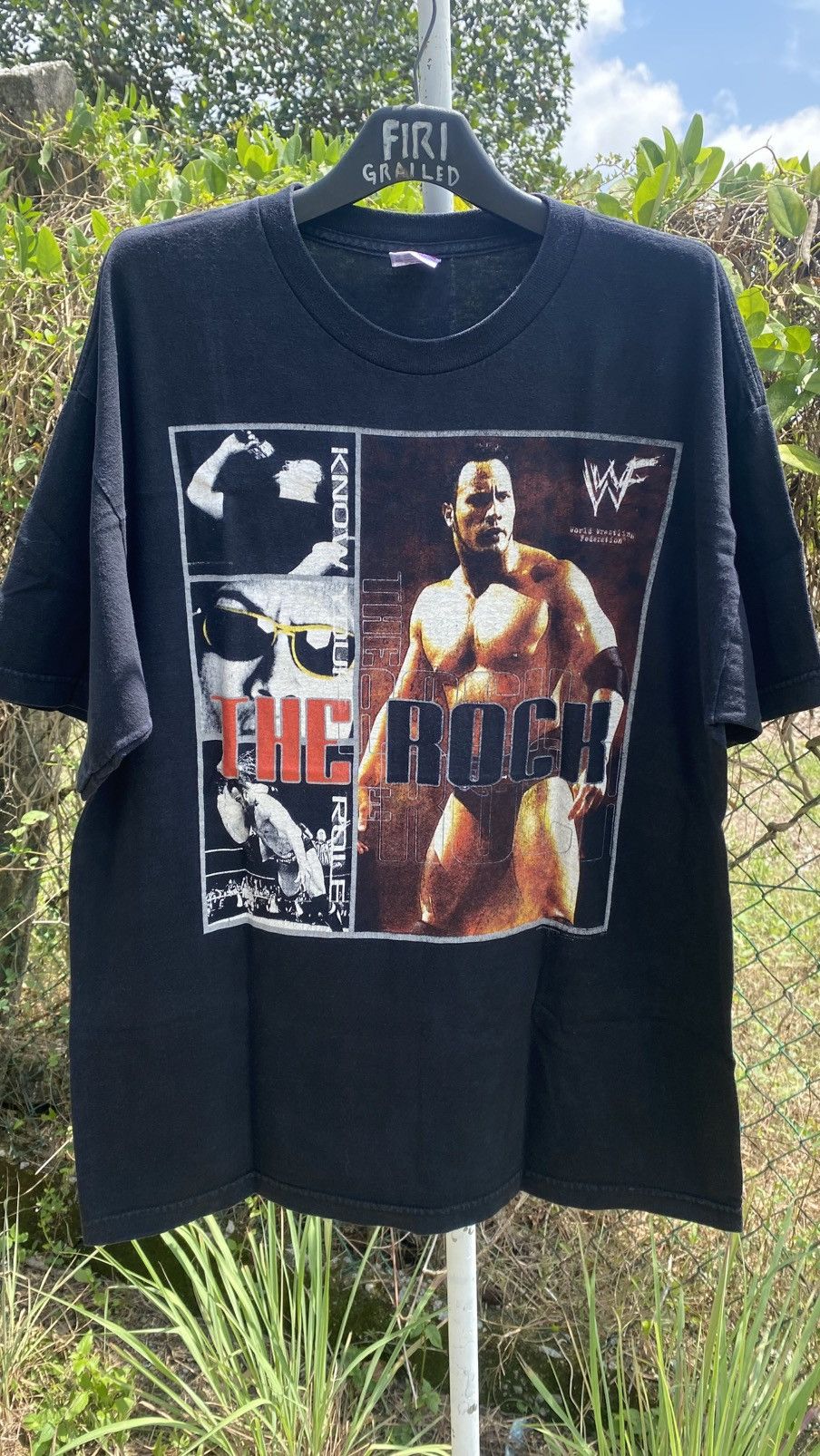 Vtg WWF The Rock Wrestling Shirt Layeth The Smacketh Down