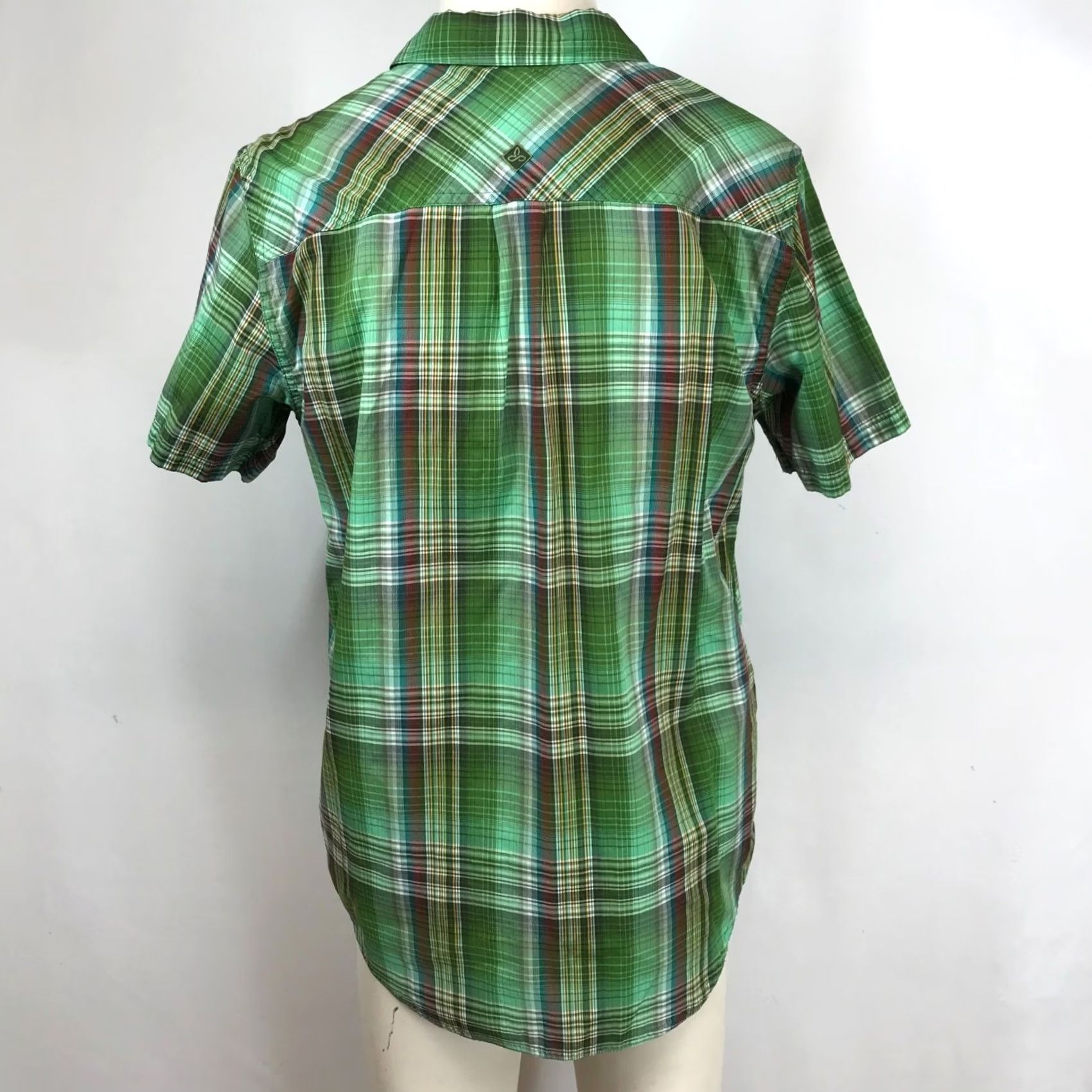 Prana prAna MEN'S M GREEN PLAID SHORT SLEEVE COLLARED BUTTON ORGANIC COTTON Shirt Size US 31 - 5 Thumbnail
