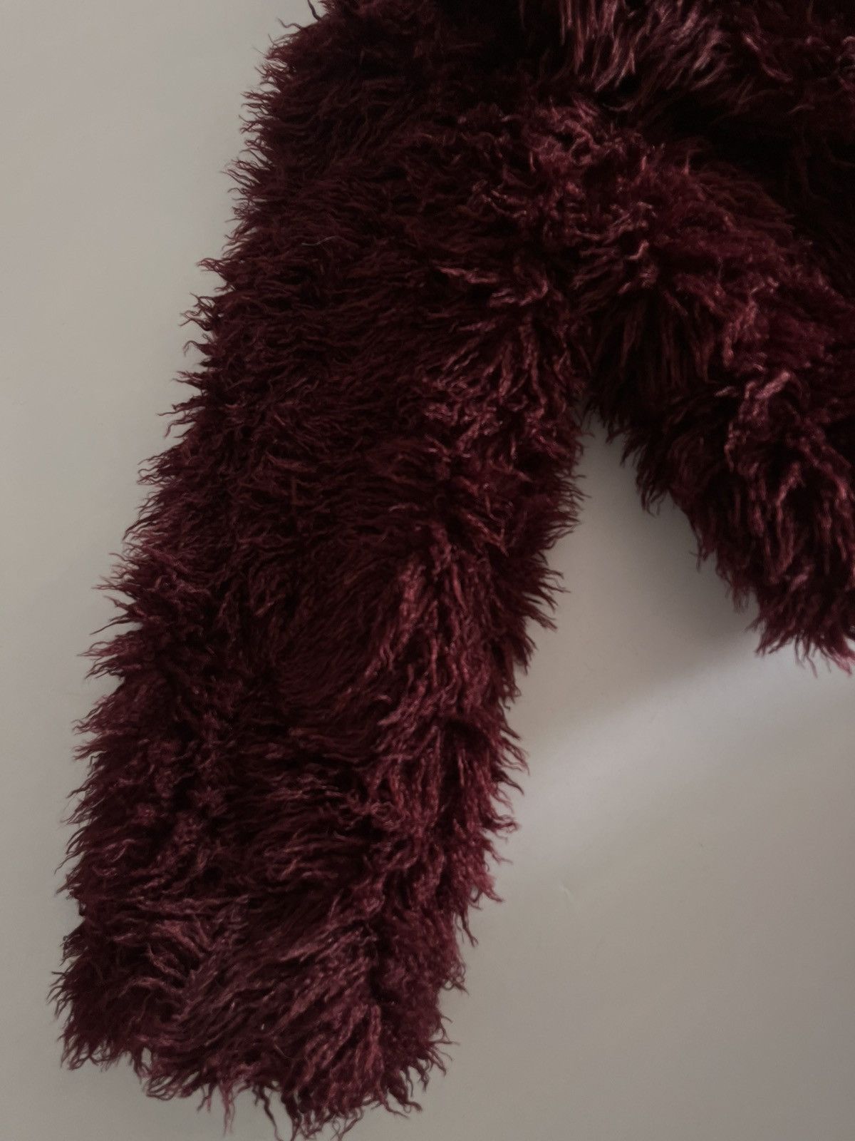 Other Short Fluffy Coat Long Sleeve Warm Coat Burgundy Size M / US 6-8 / IT 42-44 - 3 Thumbnail