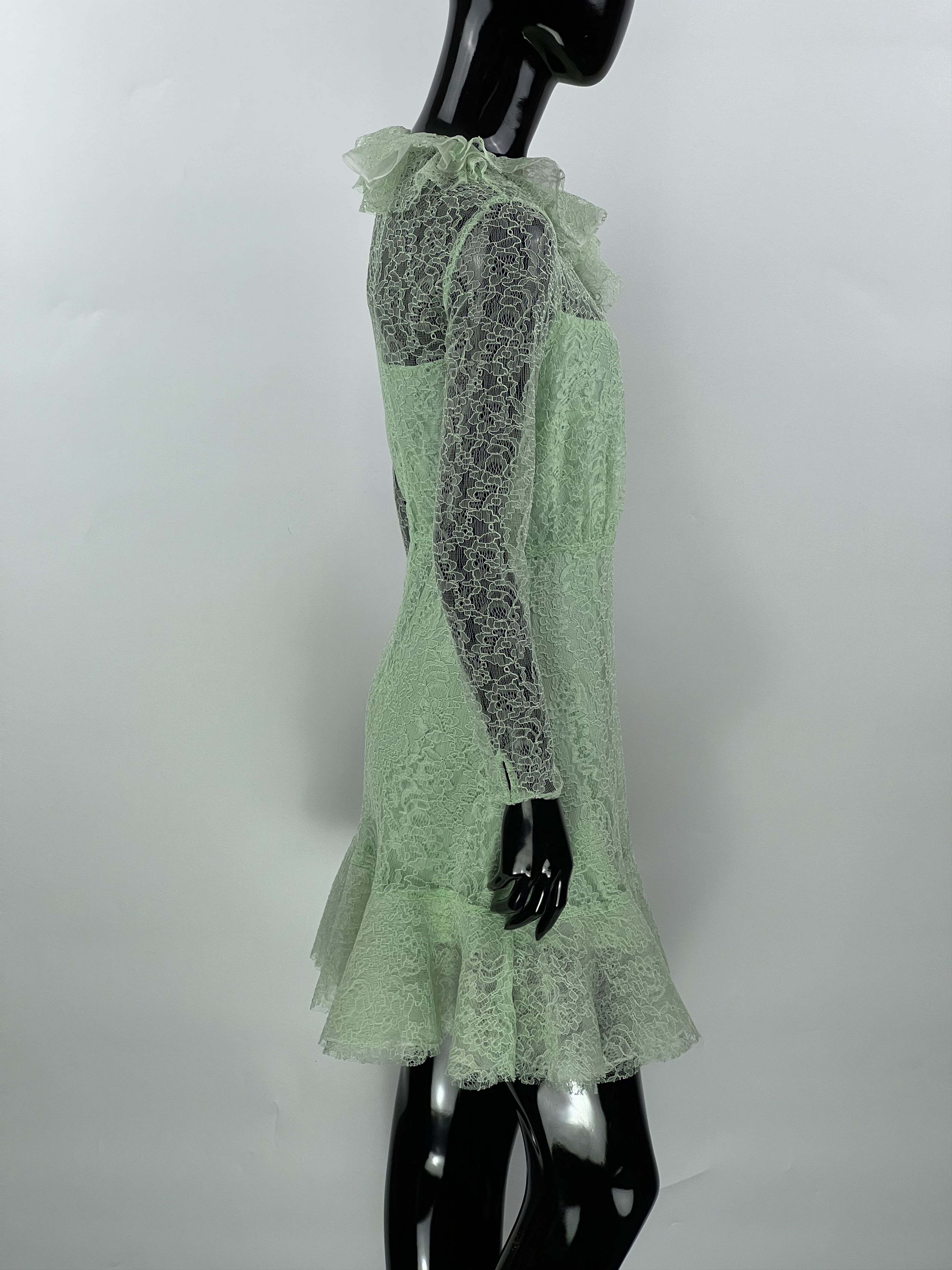 Sandro Sandro Mint Guipure Lace Long Sleeve Mini Dress Size 36 | Grailed