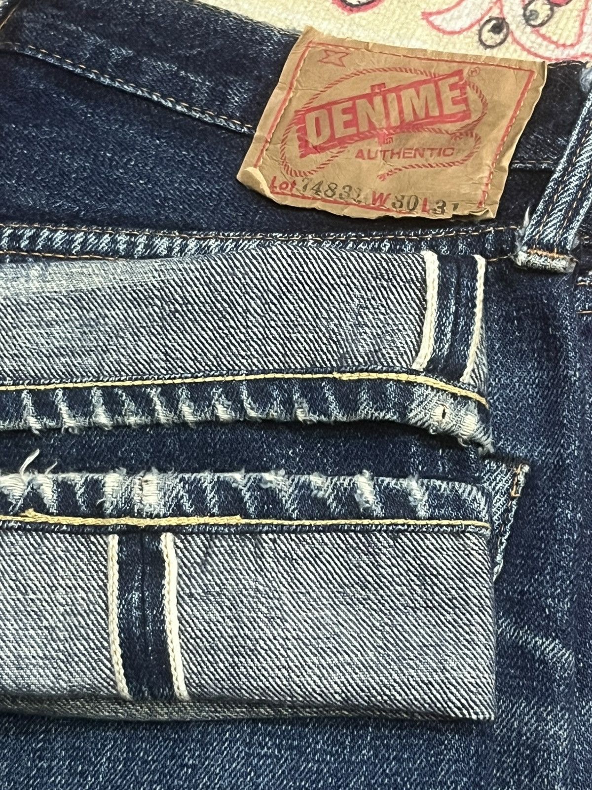 Denime Vintage Denime Blue Faded Washed Distressed Selvedge Jeans Size US 30 / EU 46 - 14 Thumbnail