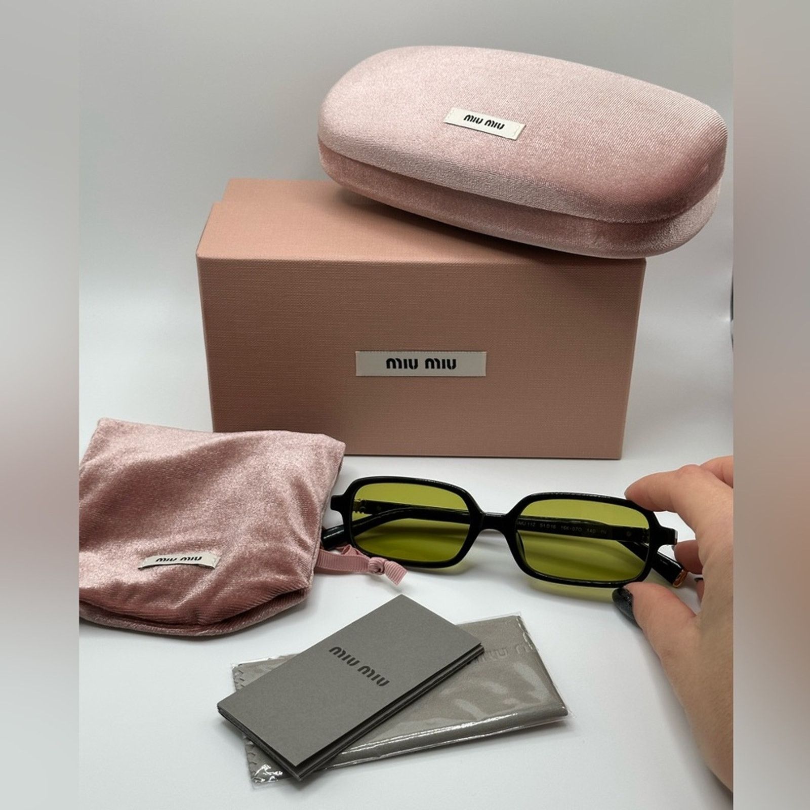 Miu Miu NEW MIU MIU Sunglasses MU11ZS 16K07O Black Green Unisex Size ONE SIZE - 11 Thumbnail
