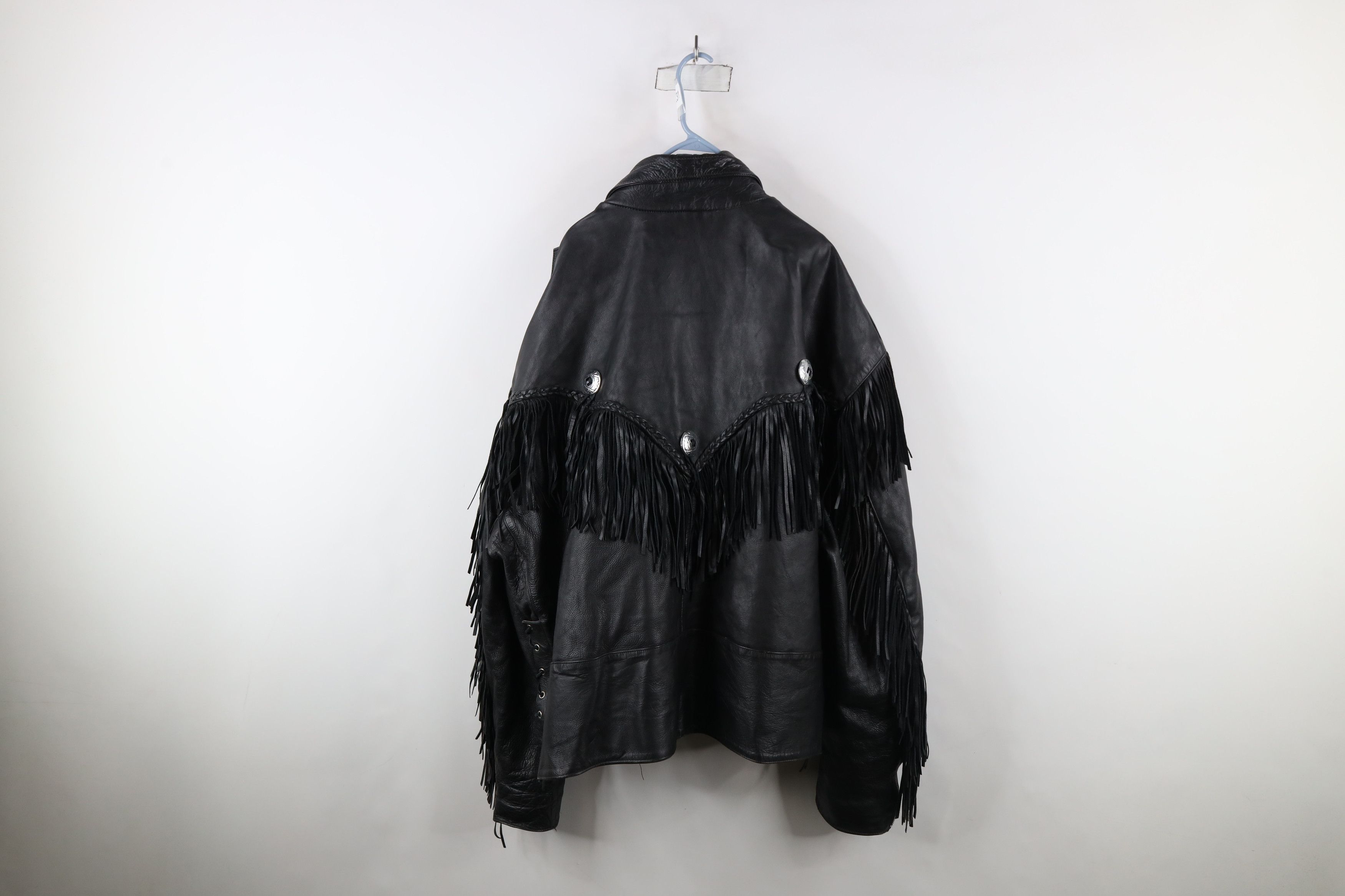 Vintage Vintage 90s Streetwear Leather Fringed Motorcycle Jacket Size US XXL / EU 58 / 5 - 14 Thumbnail