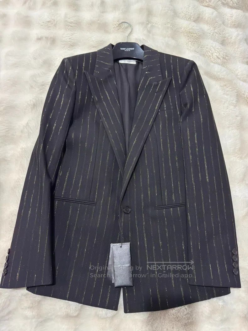 Saint Laurent Paris Saint Laurent Paris Black and Gold Suit Jacket Size US M / EU 48-50 / 2 - 1 Thumbnail