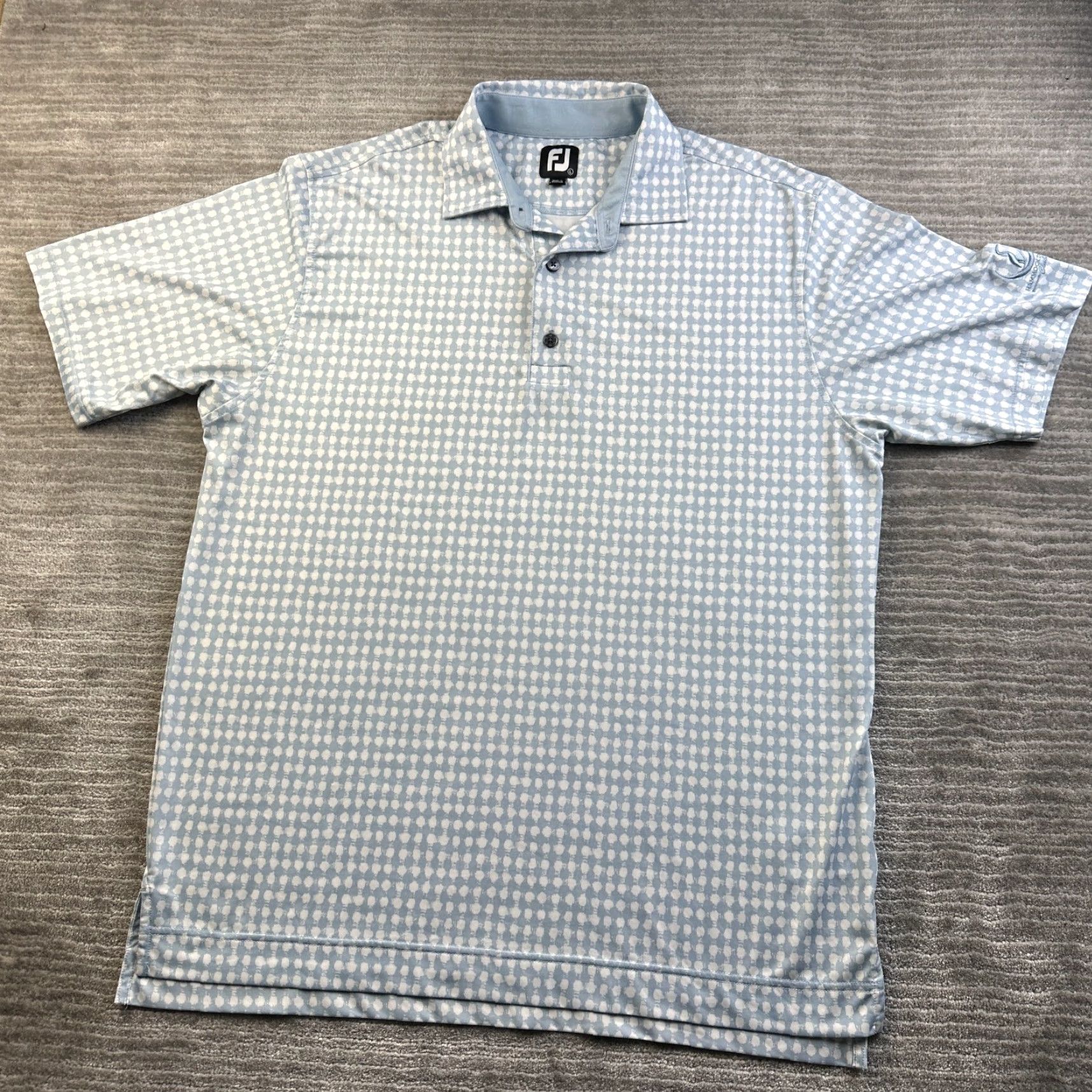 Footjoy Footjoy Polo Shirt Mens Large Blue All Over Print Golf Performance Stretch Shirt Size US L / EU 52-54 / 3 - 2 Thumbnail
