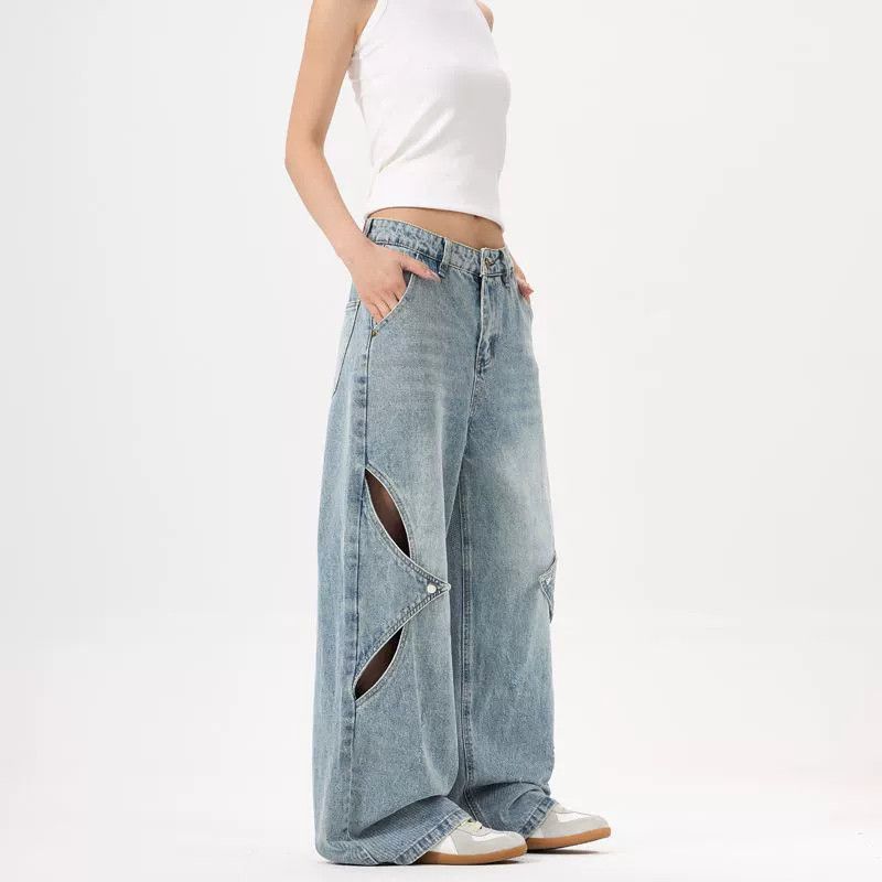 Jean American style patchwork washed baggy ripped jeans Size US 32 / EU 48 - 3 Thumbnail