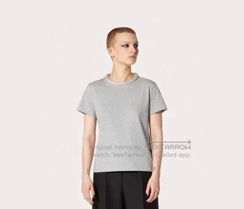 Valentino Valentino Gray Crystal Collar Short Sleeve. Size US L / EU 52-54 / 3 - 6 Thumbnail