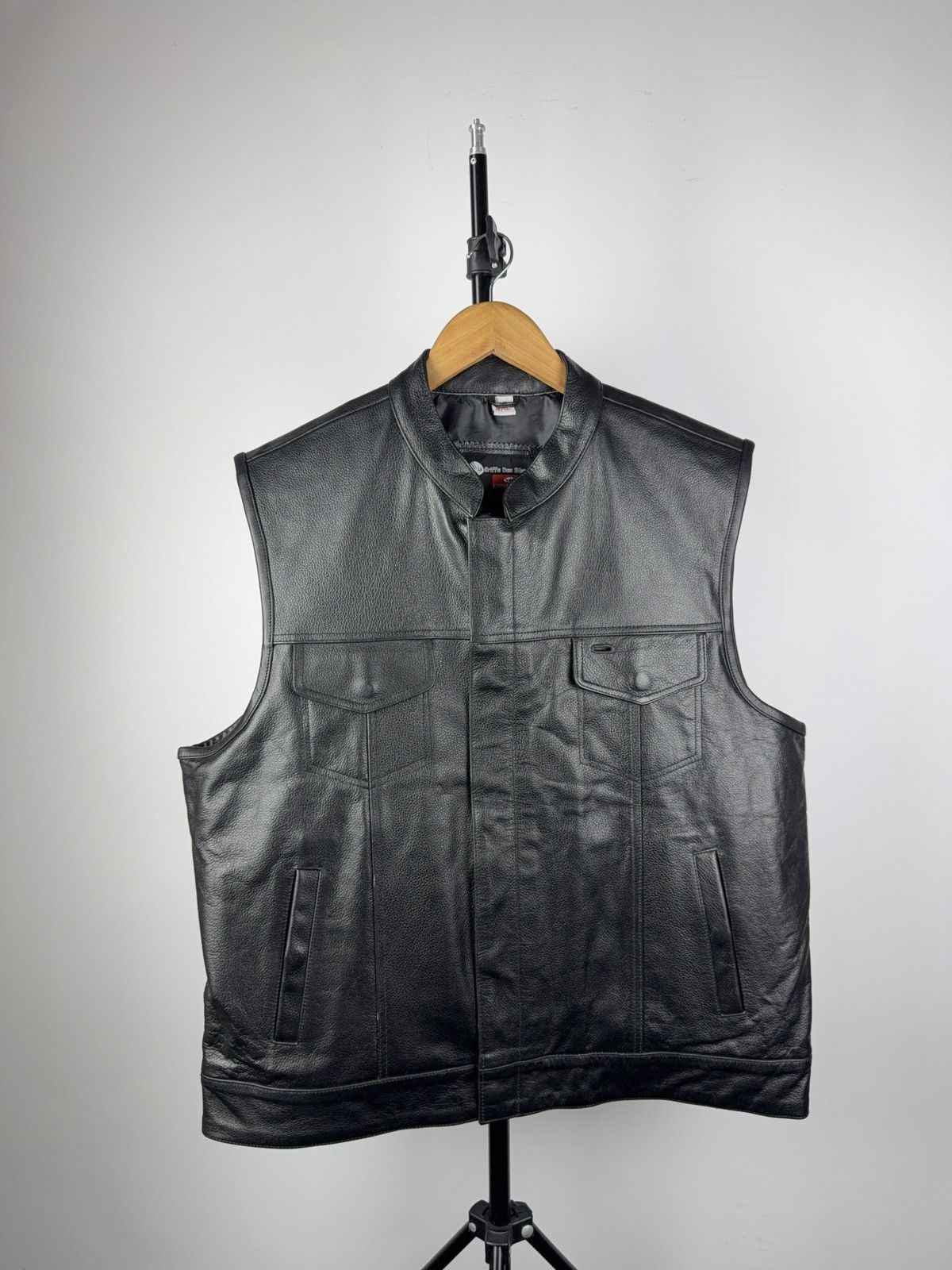 Leather Vintage 90s Genuine Leather MOTO Vest Rock Punk Rick Chrome Size US XL / EU 56 / 4 - 1 Thumbnail