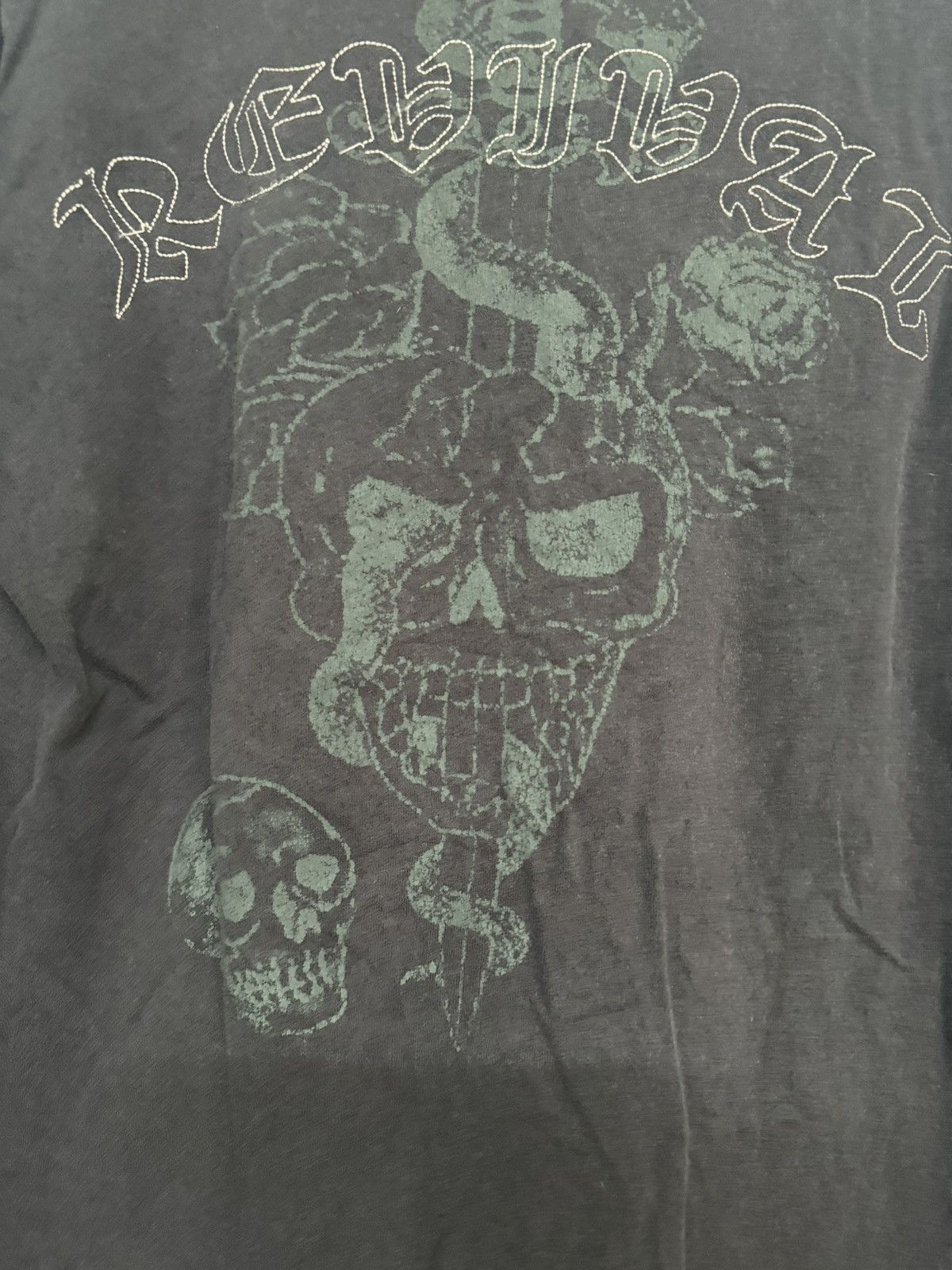 If Six Was Nine 💥 PUNK GOTH DESIGN SKULL DAGGER PRINTED VERY RARE SUNFADED Size US L / EU 52-54 / 3 - 5 Thumbnail