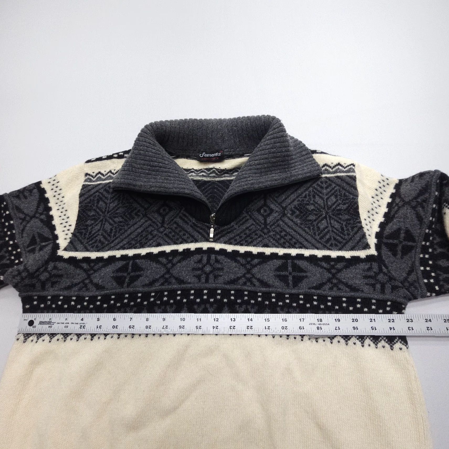 Vintage Sementa Fair Isle Wool Sweater Mens Medium Nordic 1/4 Zip Knit Apres Ski Size US M / EU 48-50 / 2 - 7 Thumbnail