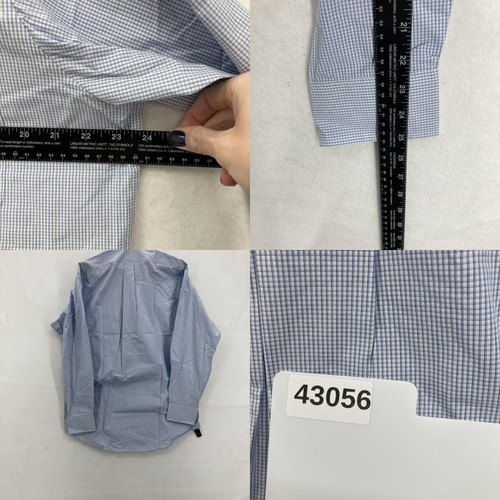 Van Heusen Van Heusen Shirt Mens 16 34/35 Blue Check Broadcloth Button-Down Dress Cotton Shirt Mens Size 42R - 8 Thumbnail