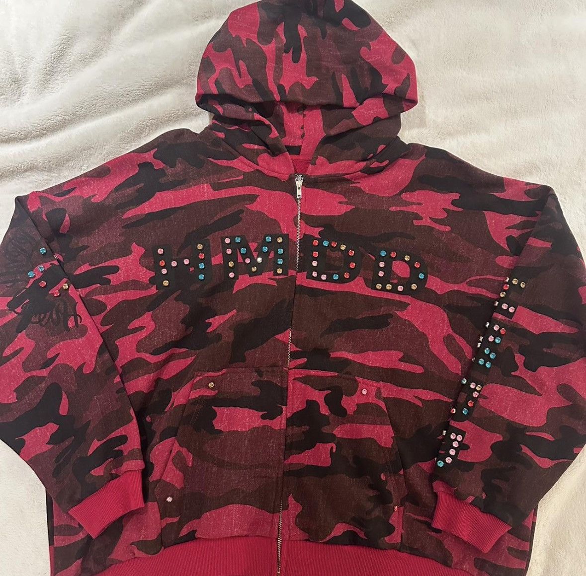 Hmdd Red Camo Chimstone Zip Up Hoodie Size Large