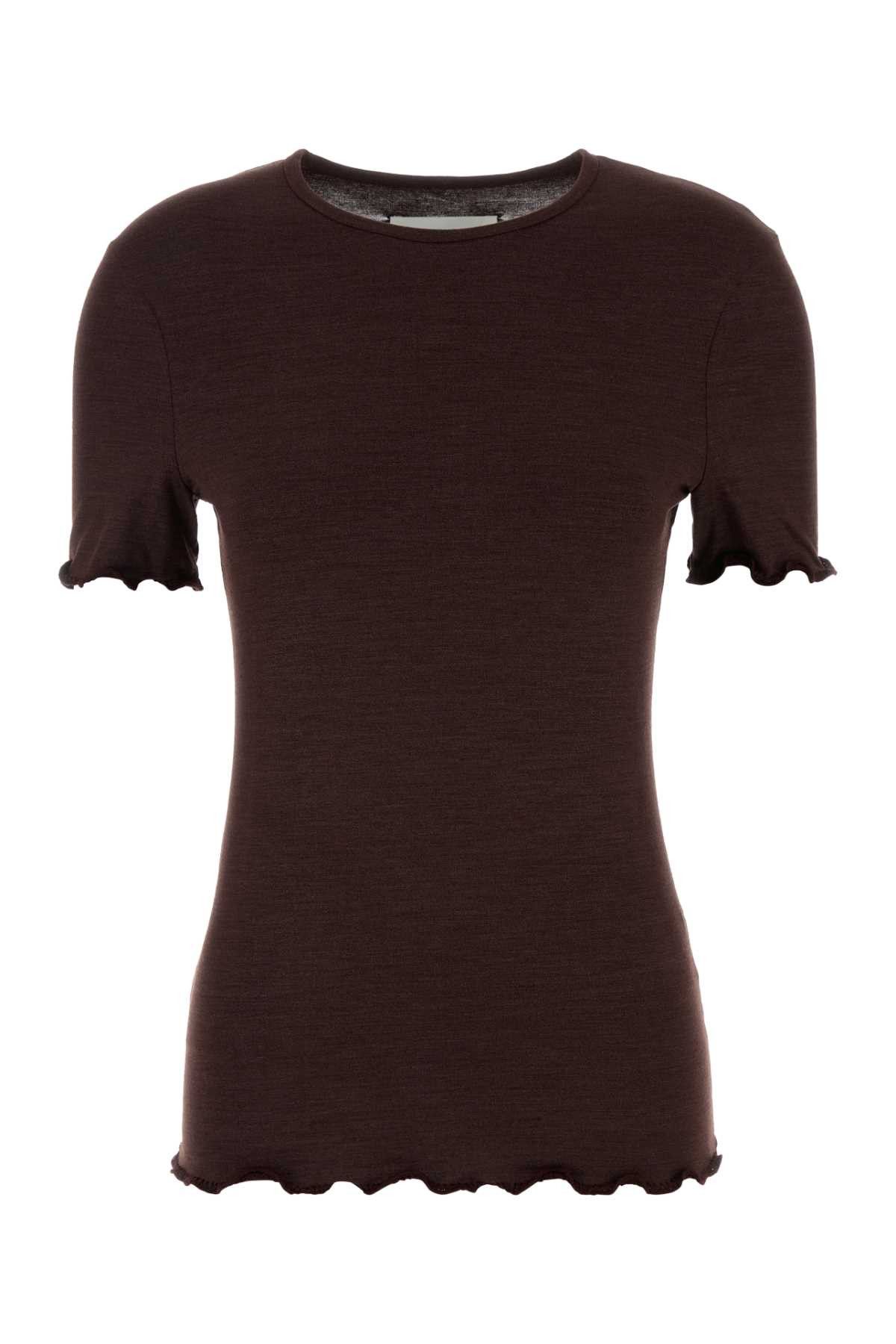Jil Sander Aubergine Stretch Silk Blend T-Shirt Size XS / US 0-2 / IT 36-38 - 1 Thumbnail